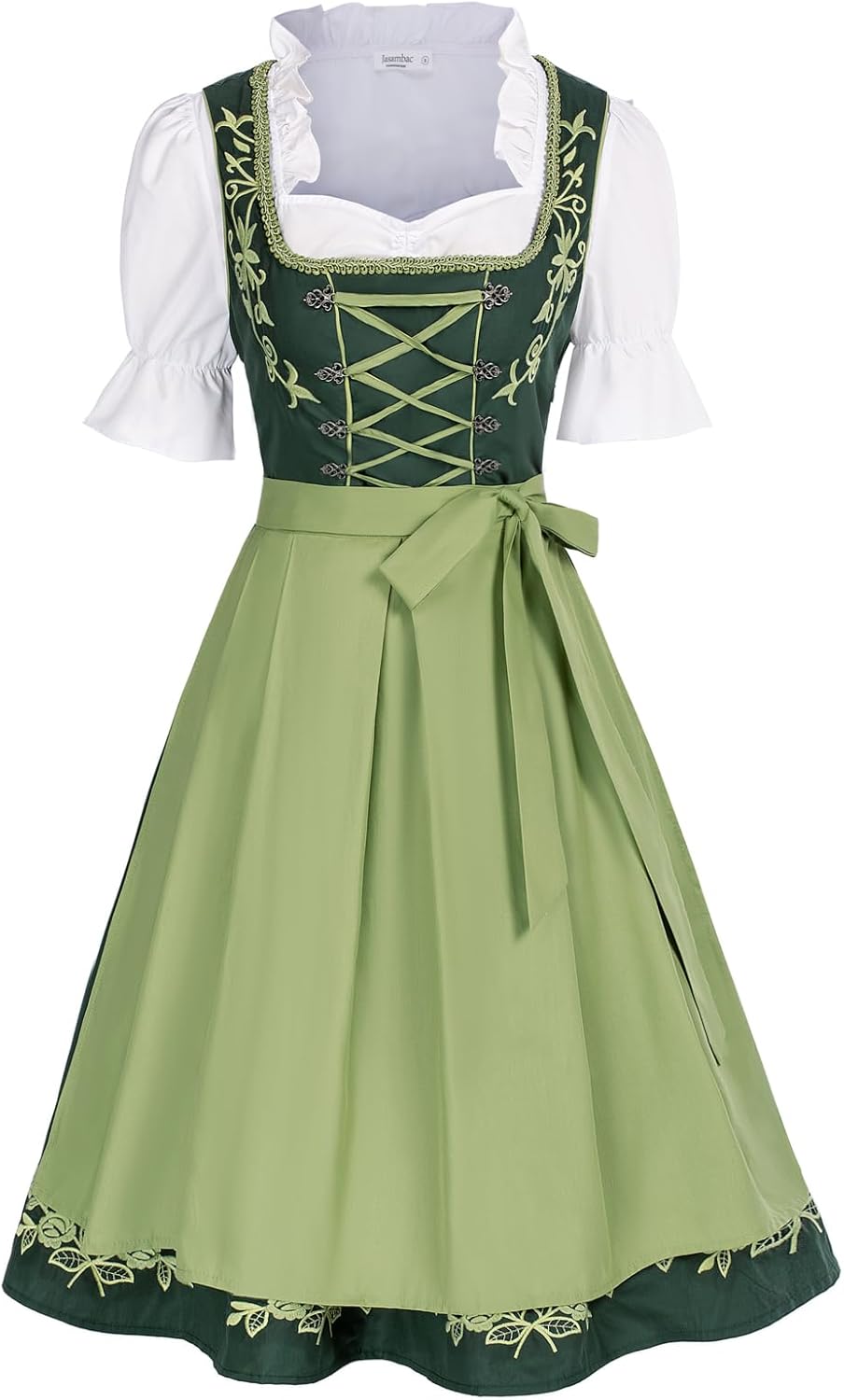 JASAMBAC Women's German Dirndl Dress Costumes 3 Pieces for Oktoberfest Carnival...