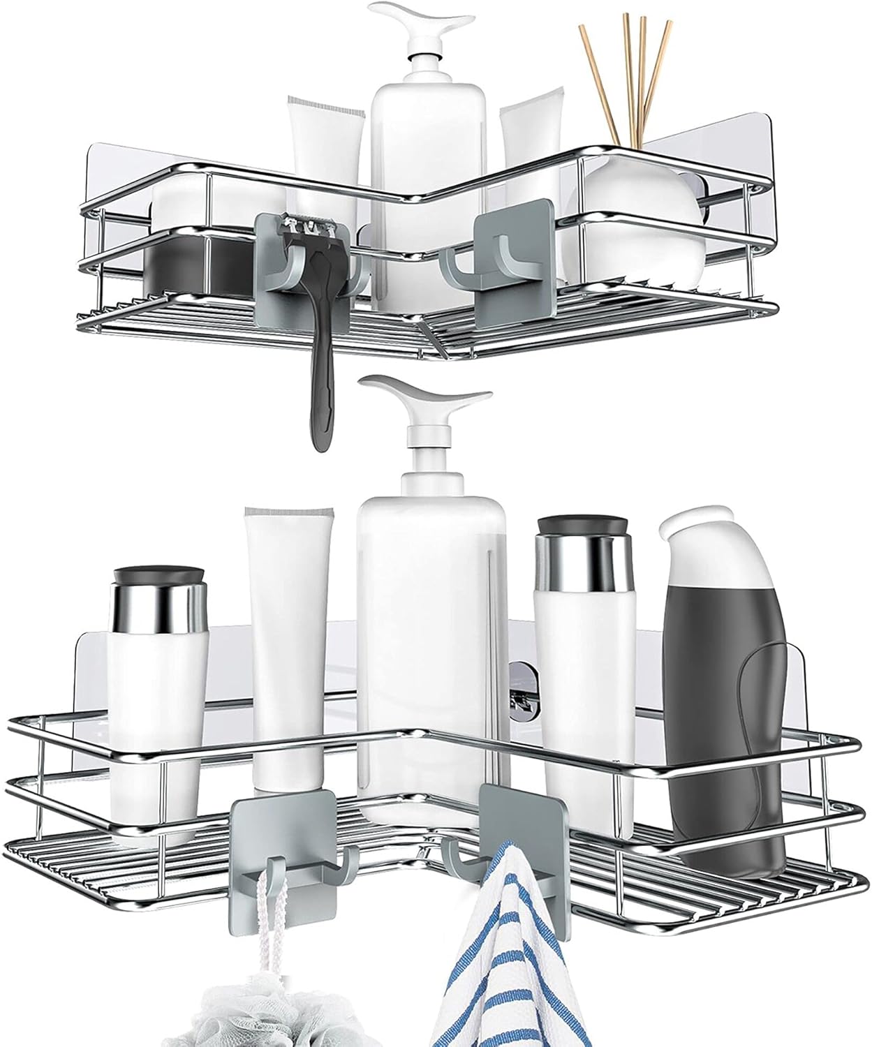 Nieifi Corner Shower Shelves Stainless Steel, Adhe...
