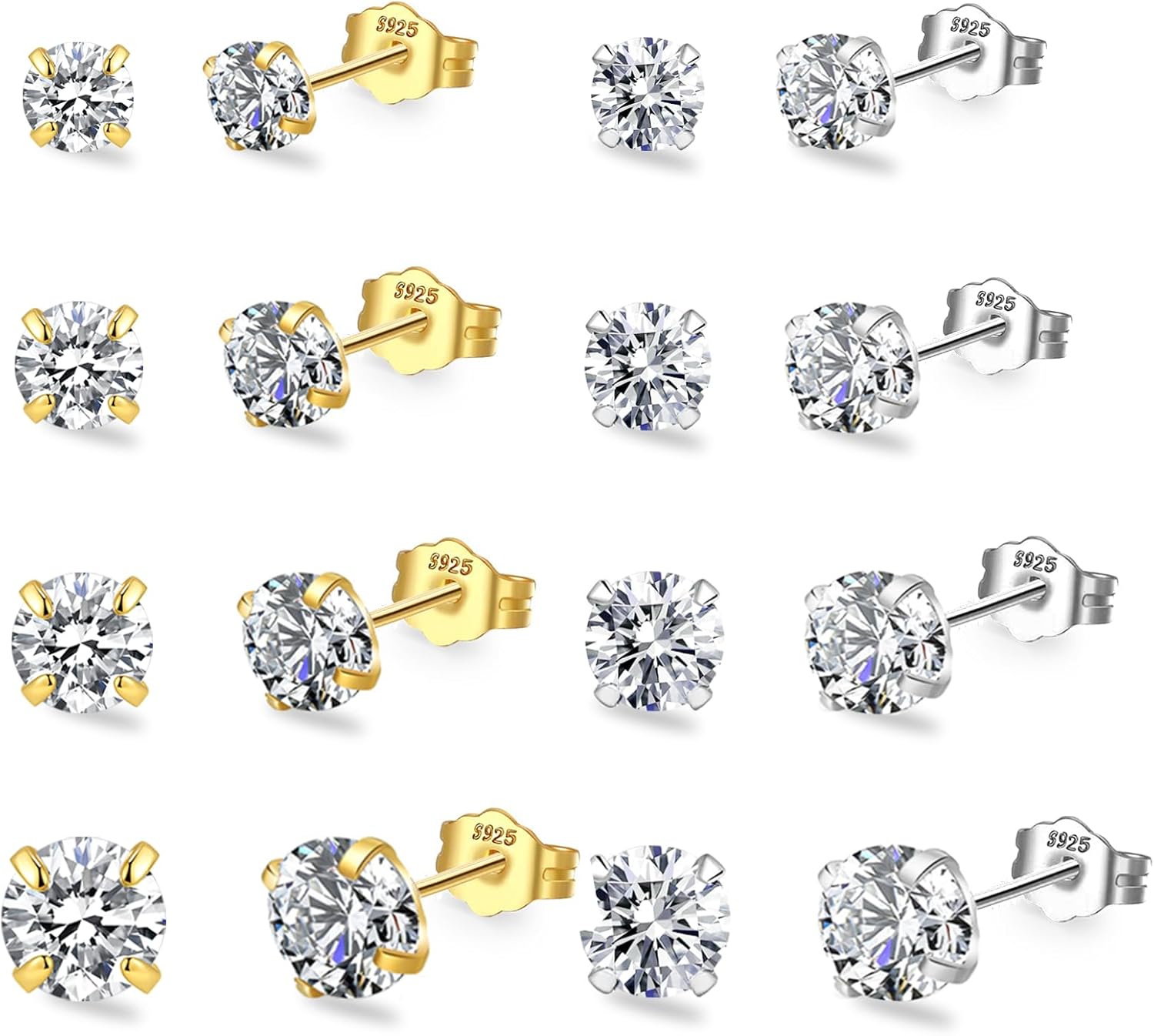 RANKEEF Sterling Silver Stud Earrings for Women Girls Hypoallergenic Sleeper S92...