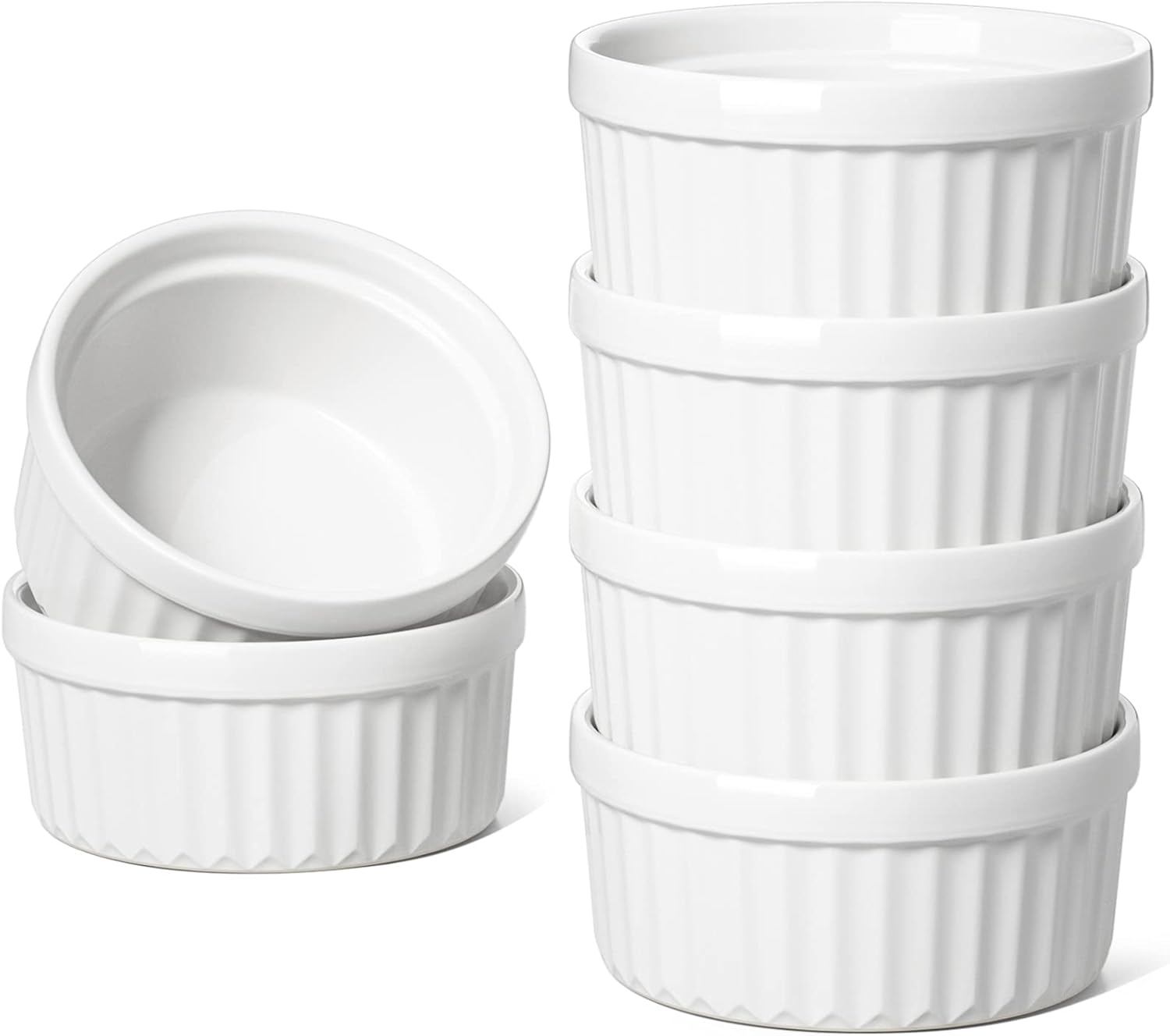 LE TAUCI Ramekins 4 OZ Oven Safe, Creme Brulee Ramekins, Pudding Custard Cups So...
