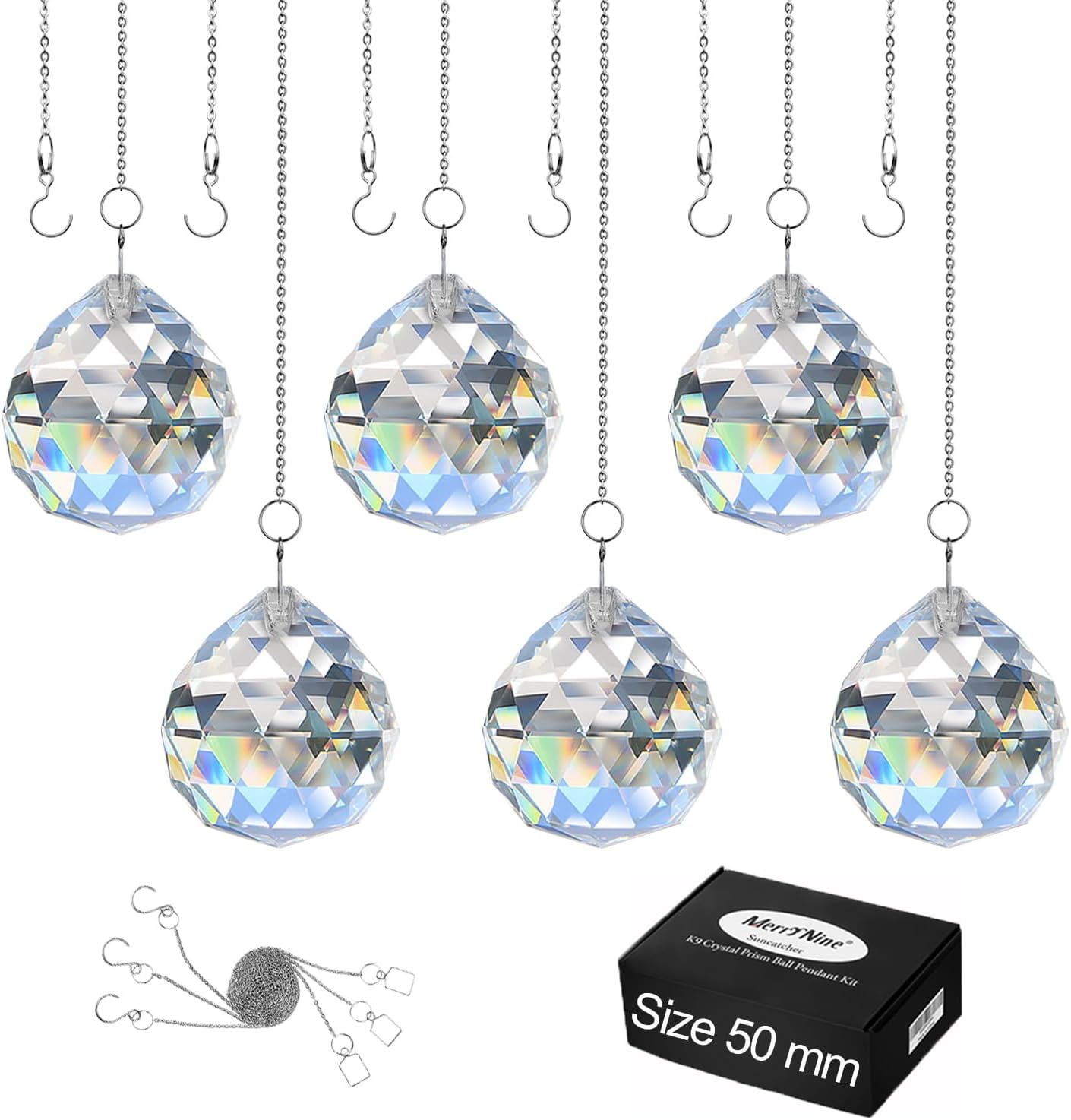 MerryNine Clear Crystal Ball Prism Sun Shine Catcher Rainbow Pendants Maker, Han...