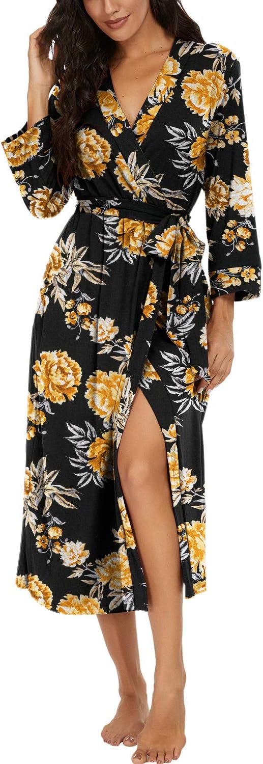 VINTATRE Women Kimono Robes Long Knit Bathrobe Lightweight Soft Knit Sleepwear V...
