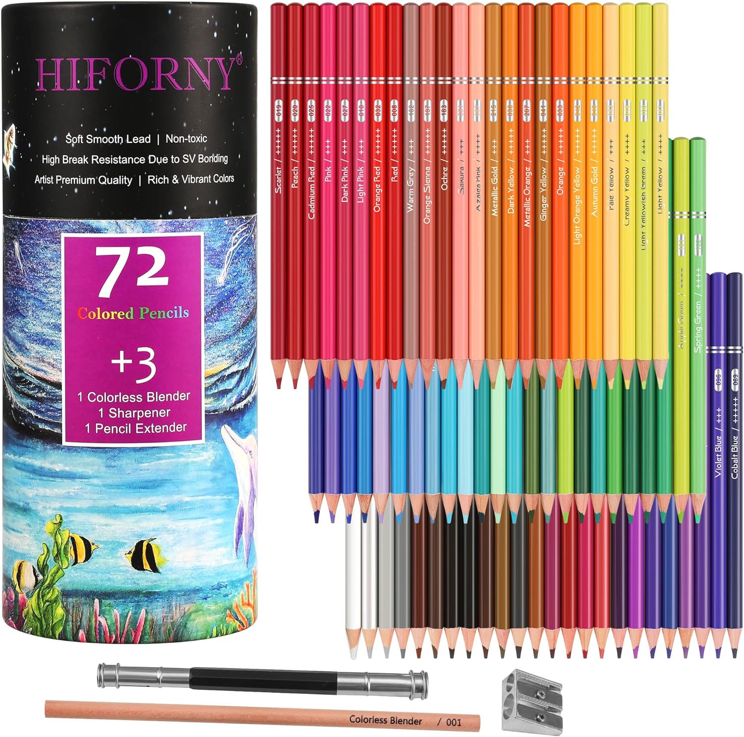 HIFORNY 75 Pack Colored Pencils Set for Adult Coloring,72 Colors Coloring Pencil...