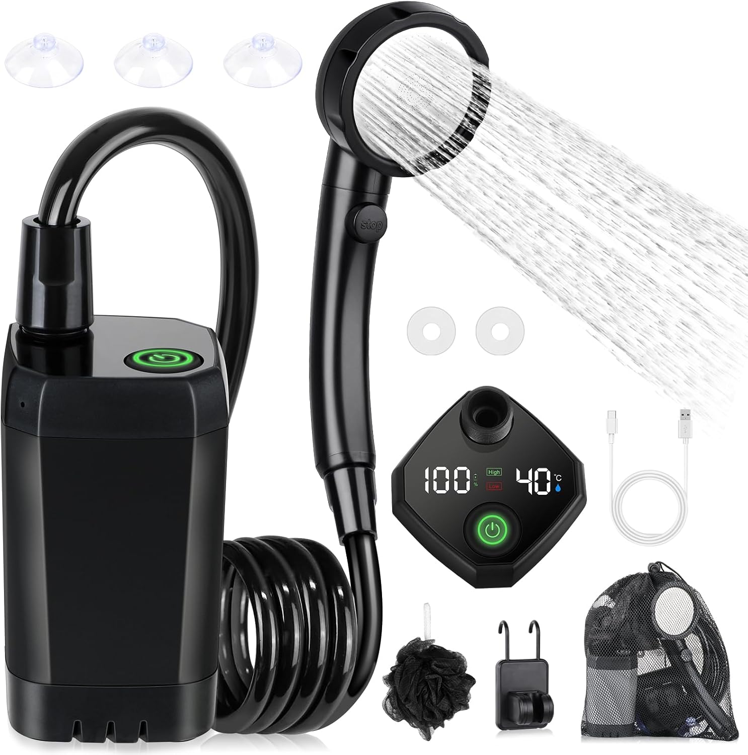 Portable Shower, Long-Lasting Spopal 6000mAh Rechargeable Shower, Special Campin...