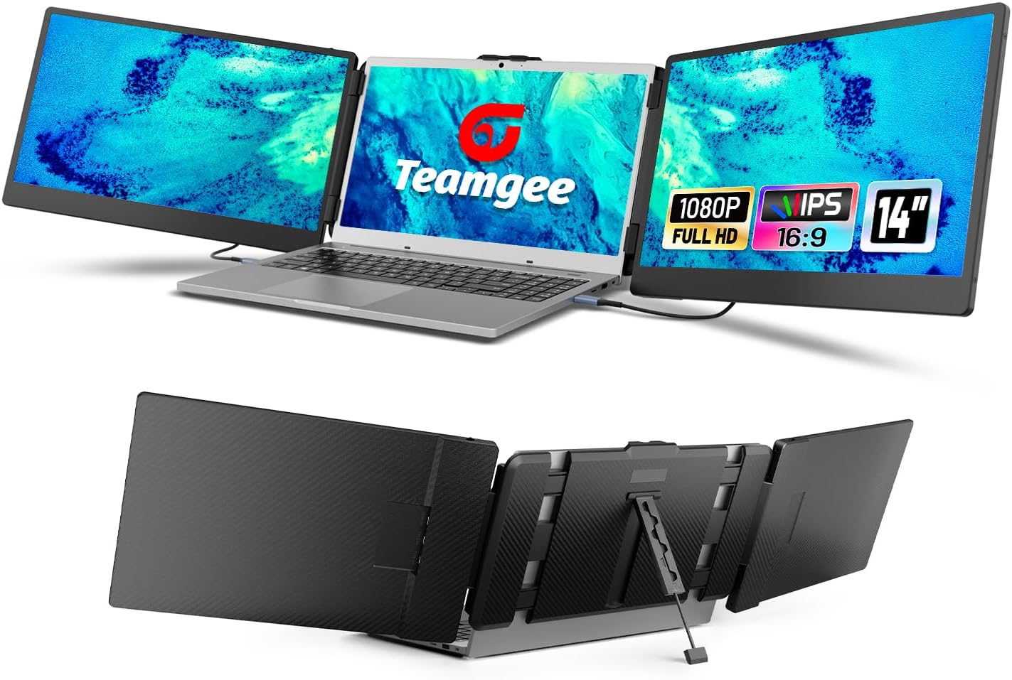 Teamgee Laptop Screen Extender, 14” Full HD Portable Monitor for Laptop with Dua...
