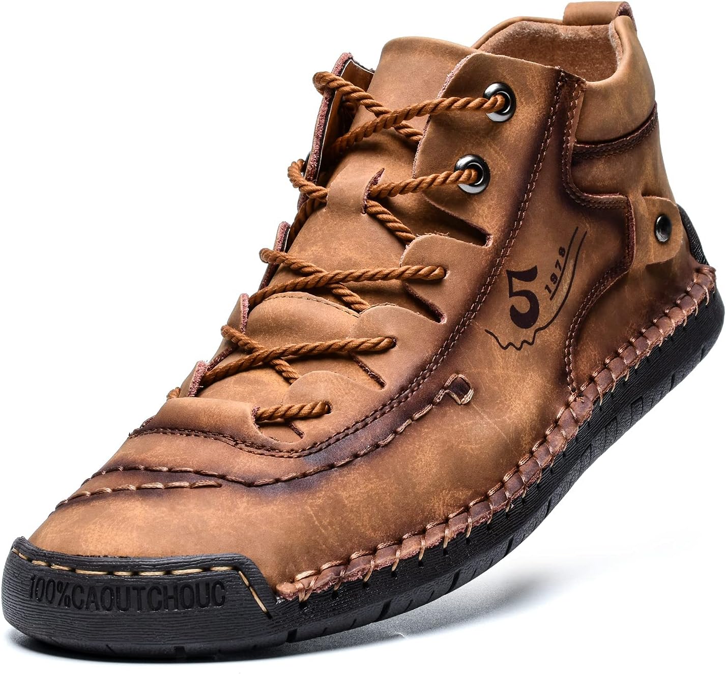 alcubieree Mens Casual Leather Shoes Ankle Chukka Boots Slip On Lightweight Loaf...