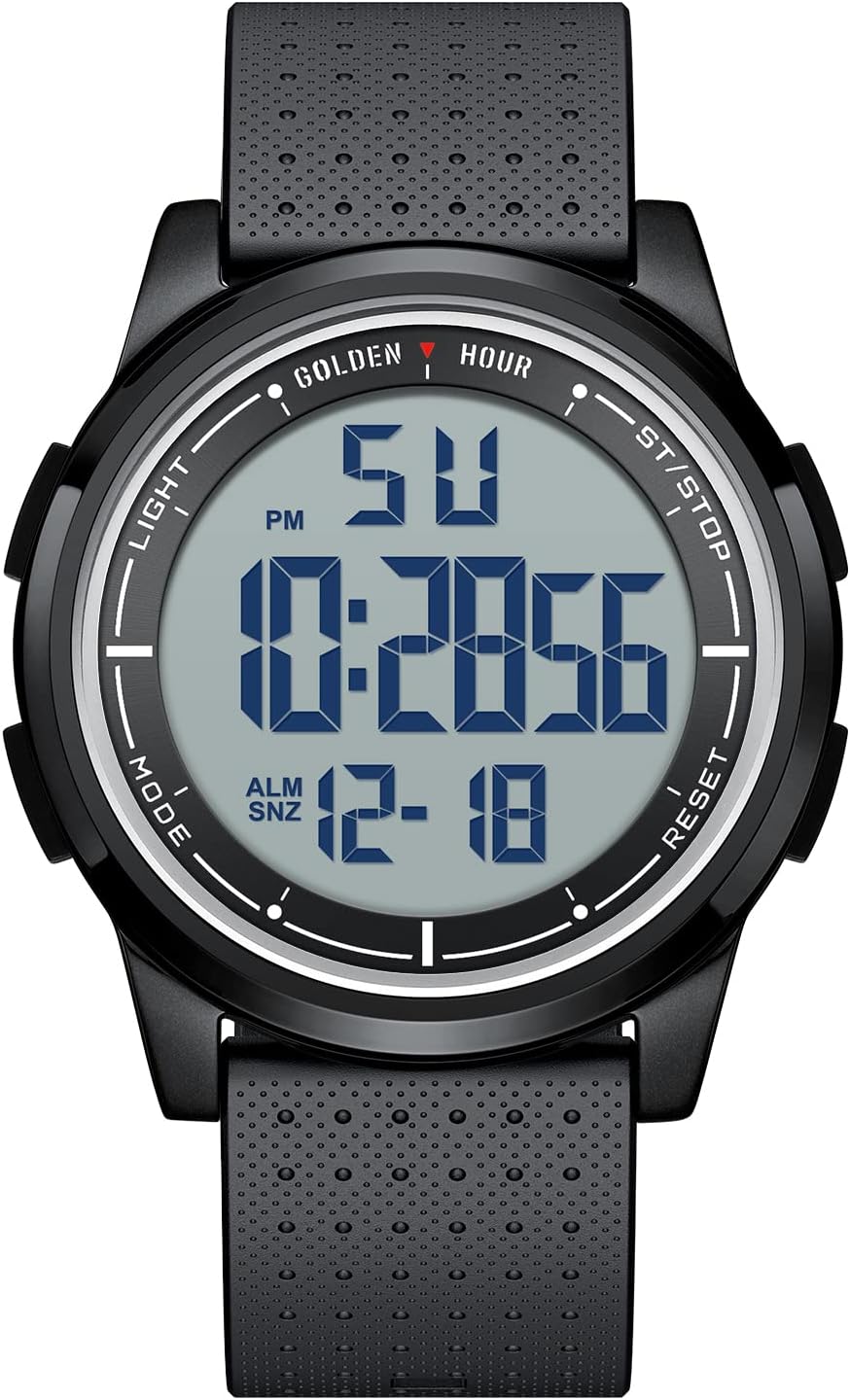 GOLDEN HOUR Ultra-Thin Minimalist Sports Waterproof Digital Watches Men with Wid...