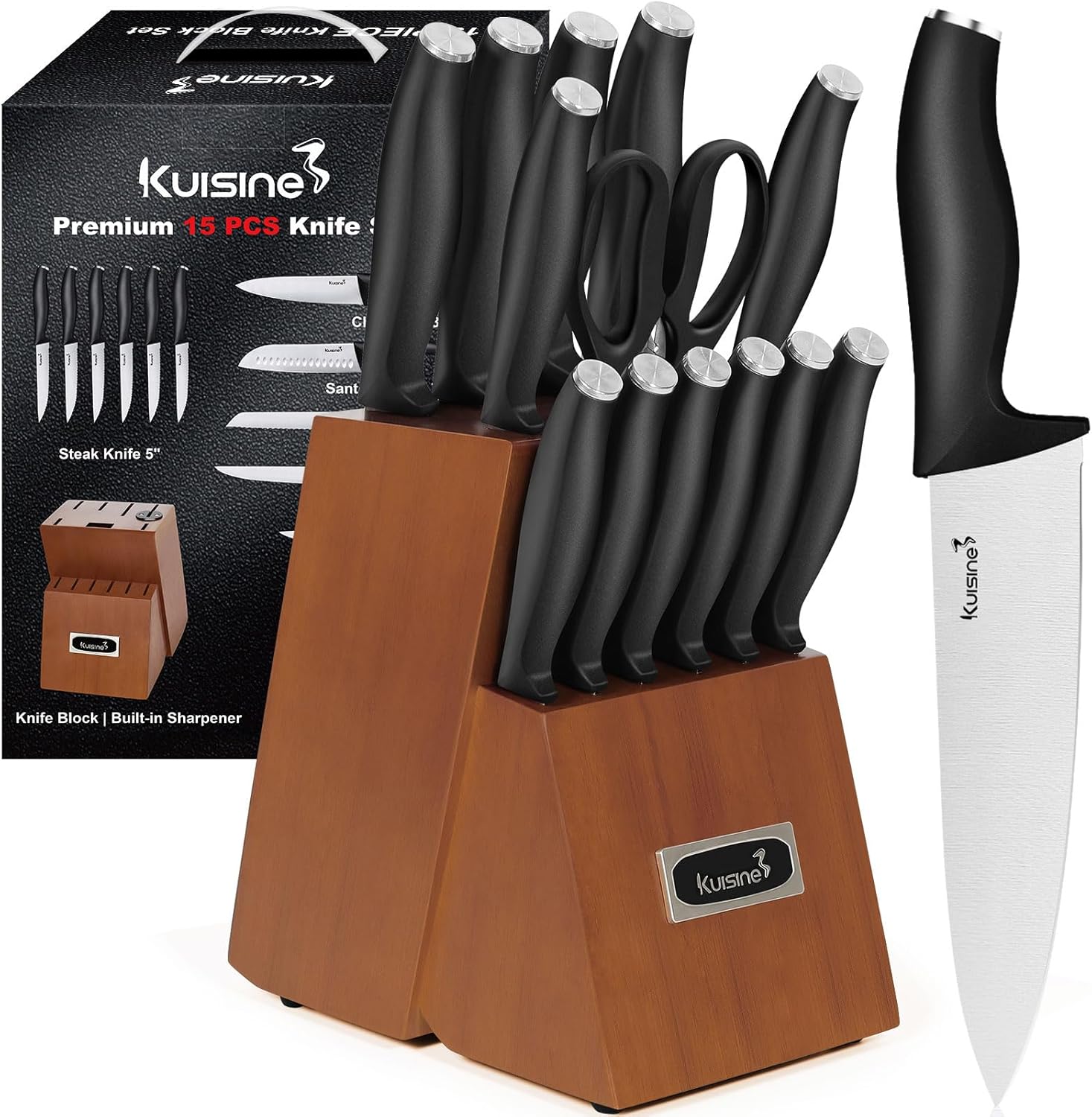 Kuisine Premium Chef Knife Set,High Carbon Stainless Steel Razor-Sharp Blade Erg...