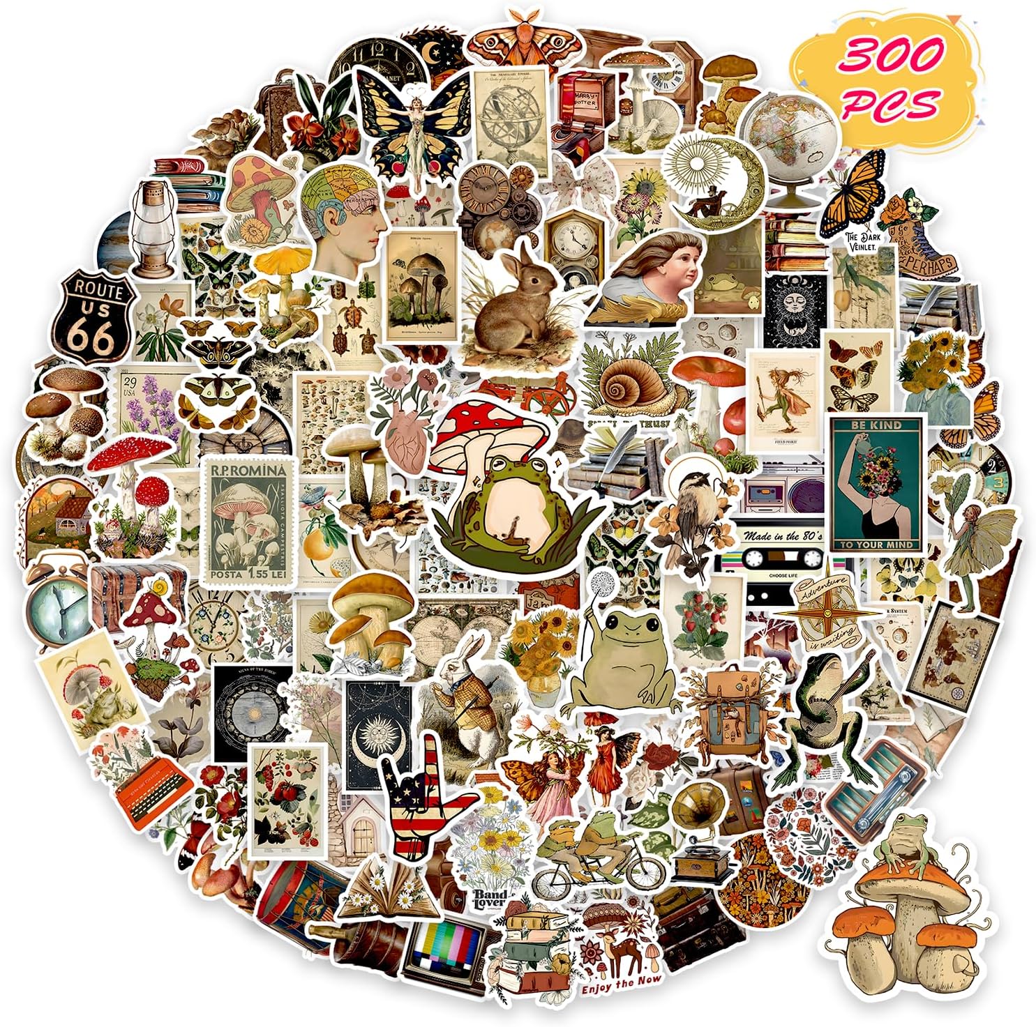 300 PCS Vintage Stickers, Special Aesthetic Stickers for Scrapbook Journaling Wa...