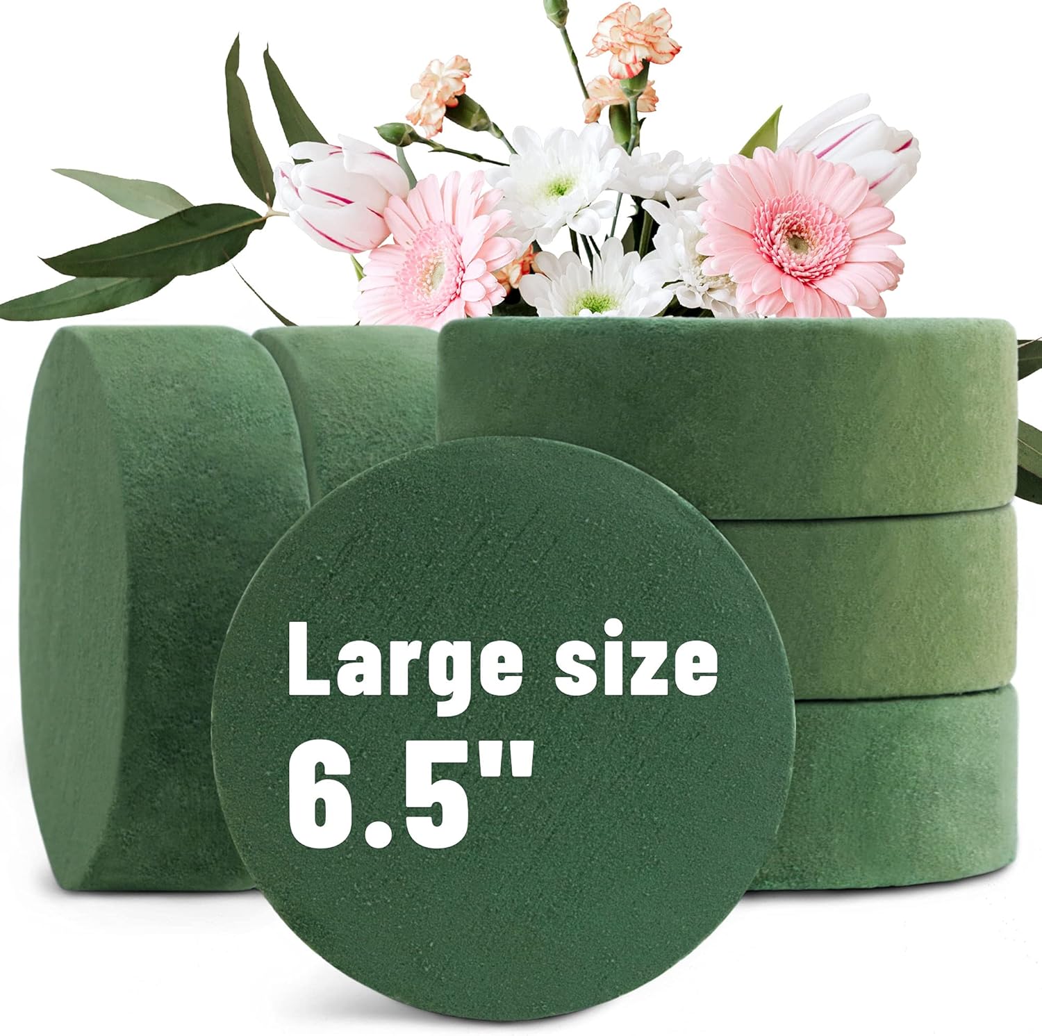 Max Shape Floral Foam Blocks, Special 6 Packs Round Floral Foam, Large 6.5'' Dry...