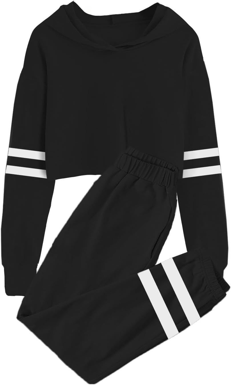 Meikulo Kids 2 Piece Outfits Girls Crop Tops Hoodies Long Sleeve Fashion Sweatsh...