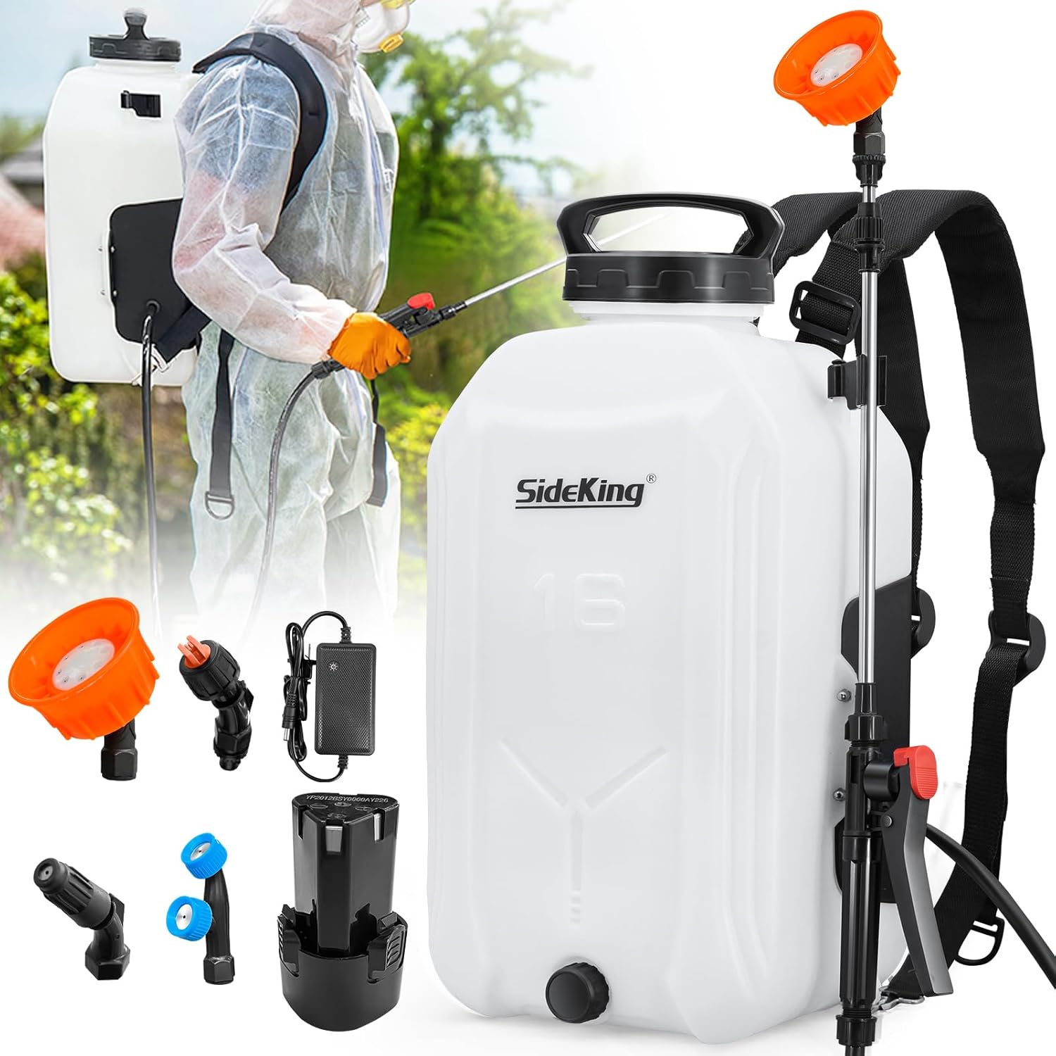 Battery Powered Backpack Sprayer 4 Gallon, Powerful Electric Garden Sprayer with...