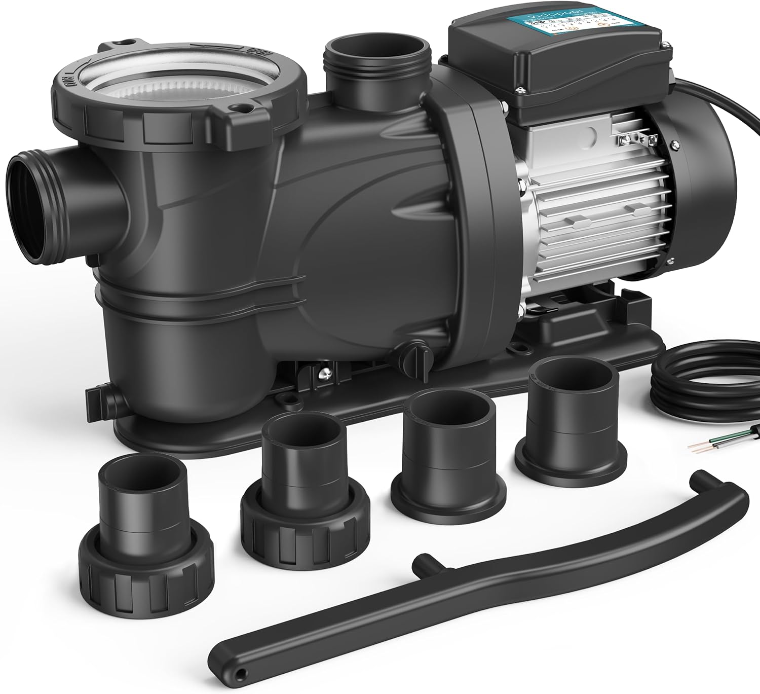 3 HP Pool Pump with timer,8964GPH,200V,2 Adapters,Powerful In/Above Ground Self...