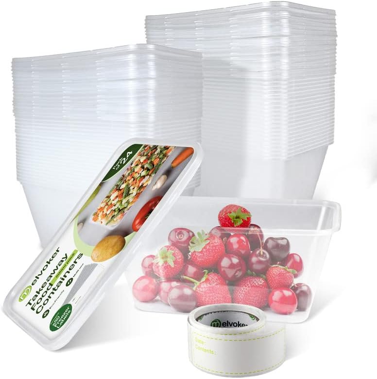 Melvoker 24 Pack Food Container 1000 ML - Plastic Takeaway Containers with lids-...