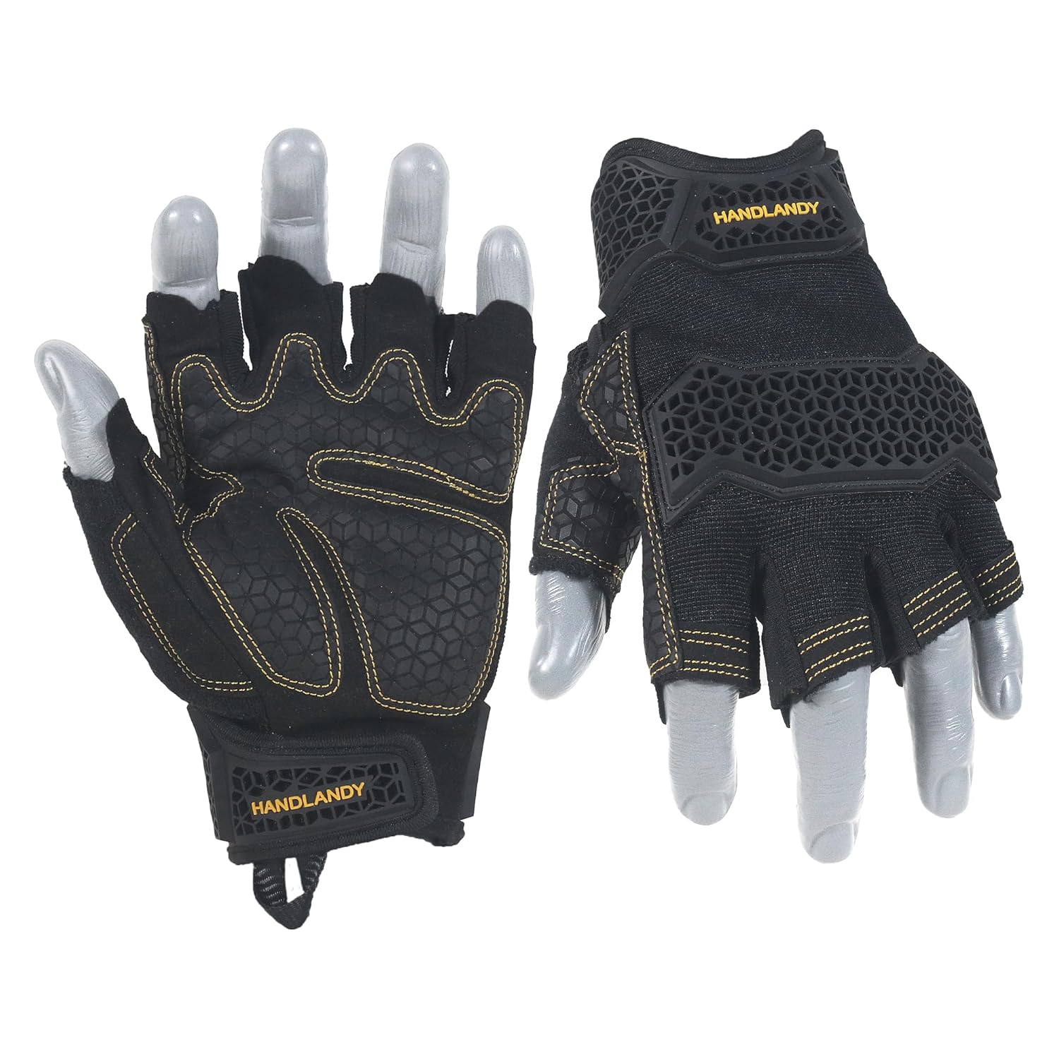 HANDLANDY Fingerless Work Gloves, Special Half Finger Working Glove, Innovative...