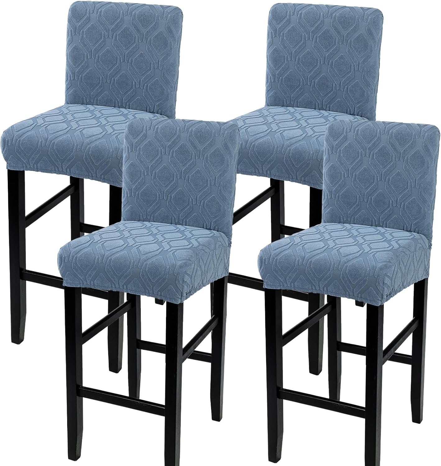 SearchI Jacquard Bar Stool Covers Set of 4, Special Stretch Removable Washable C...