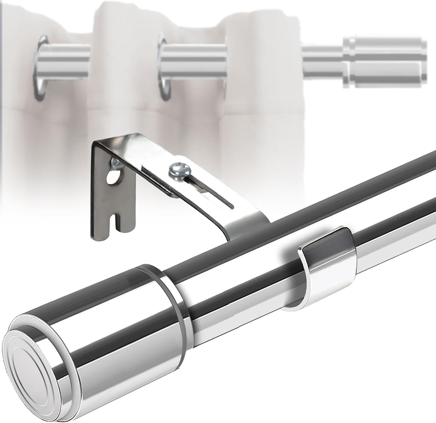 GDEVKHN Curtain Rod Adjustable Fittings Curtain Rod Set for Eyelet Curtains Curt...