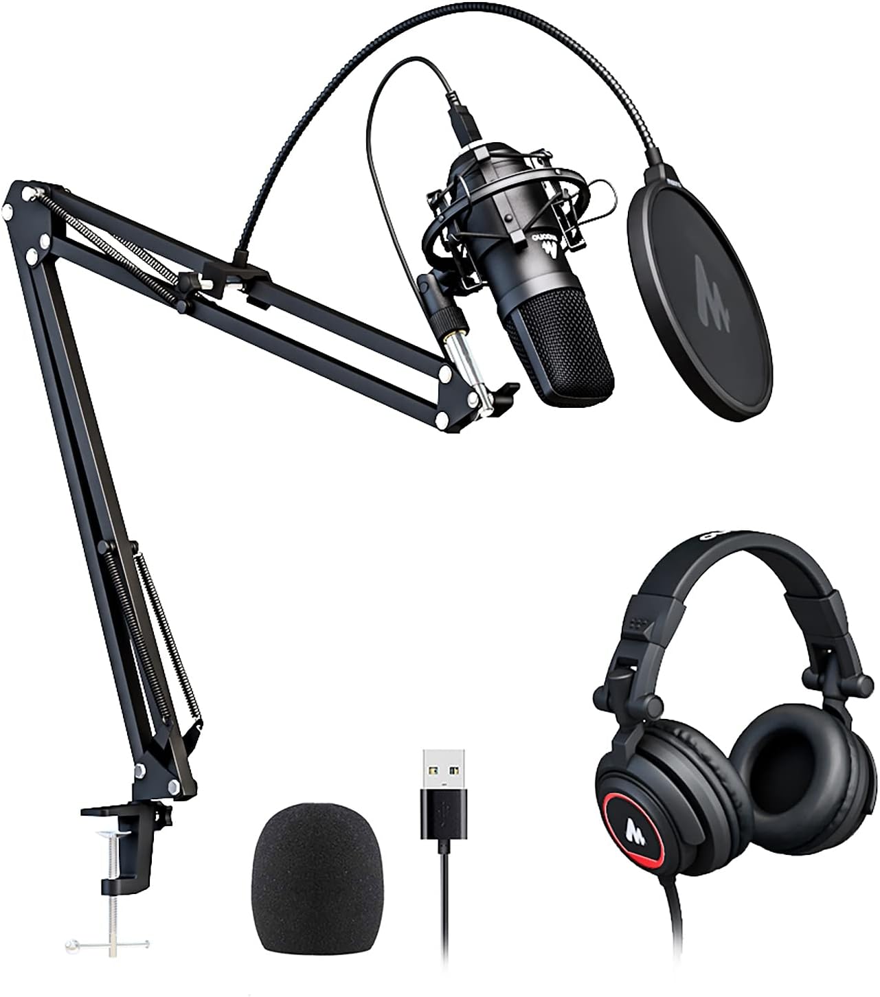 MAONO Microphone with Studio Headphone Set 192kHz/24bit Vocal Condenser Cardioid...