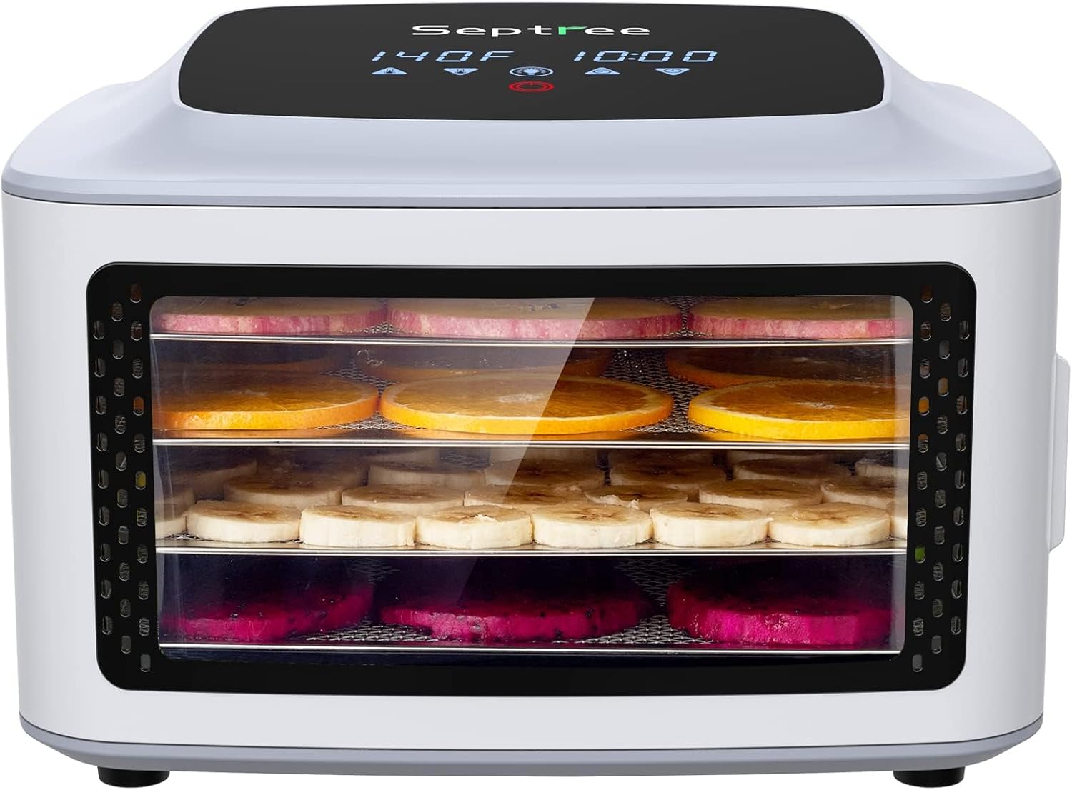 Compact Food Dehydrator, 4 Stainless Steel Trays Fresh Dryer Machine for Jerky H...