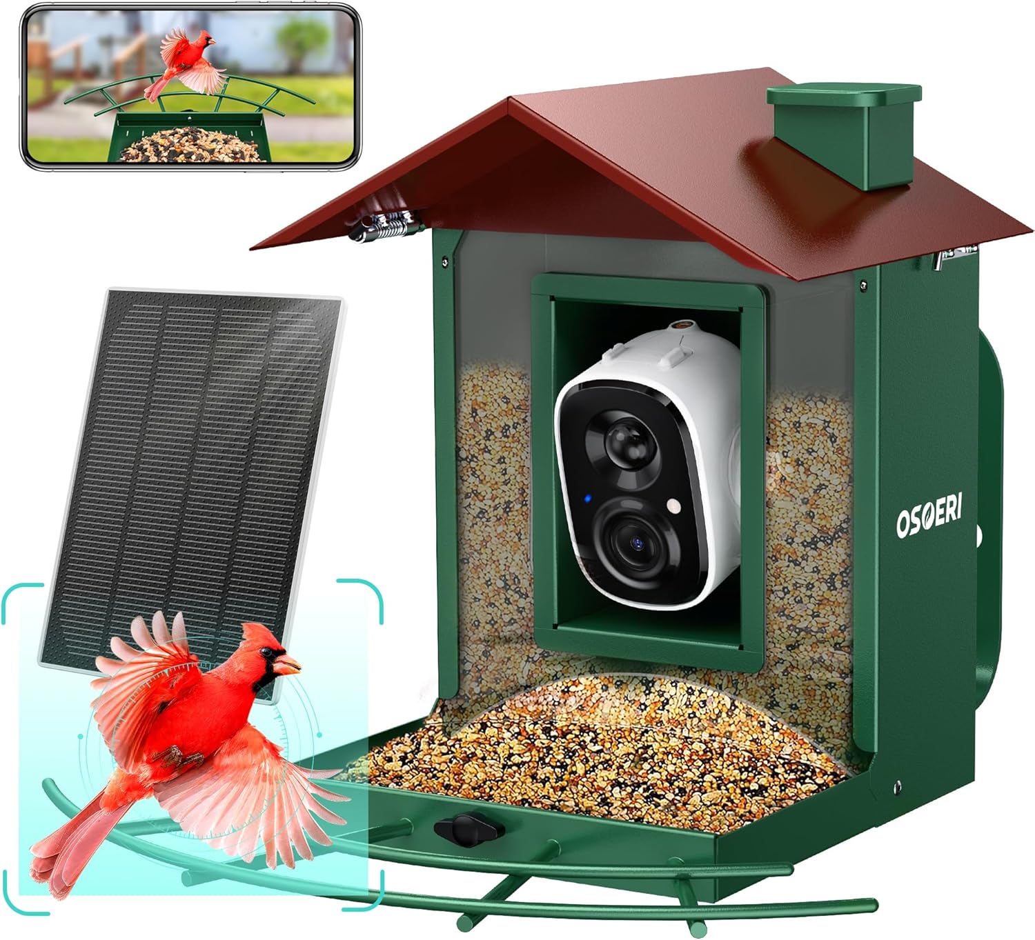 Osoeri Bird Feeder with Camera, Smart Bird Feeder Camera with AI Identify, Auto...