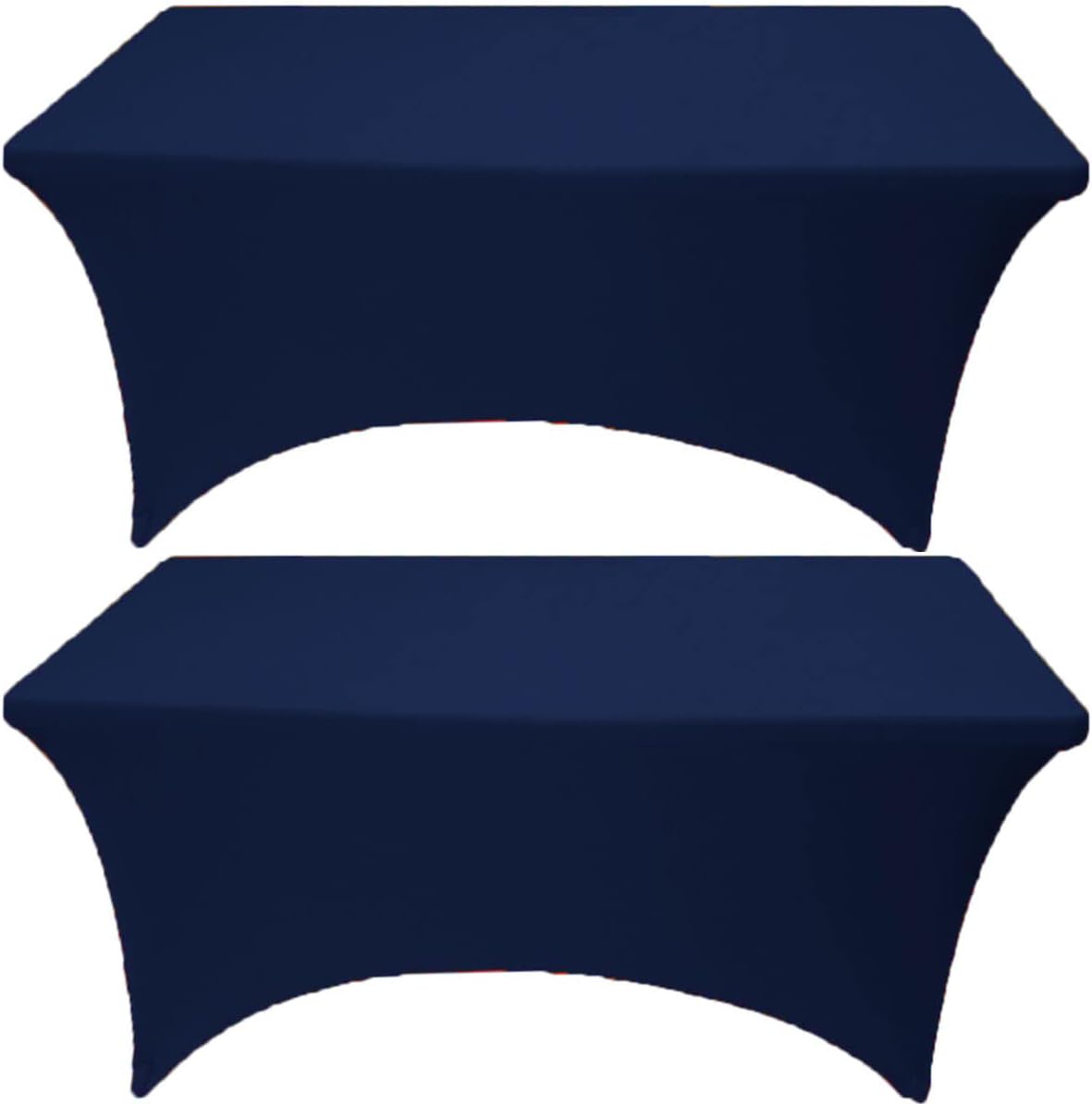 2 Pack 6FT Navy Blue Spandex Tablecloth Stretch Fitted Table Cover for Rectangul...