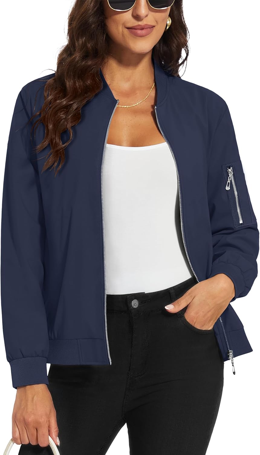 MAGCOMSEN Women's Jacket, Special Lightweight Bomber Jacket with 5 Pockets, Inno...