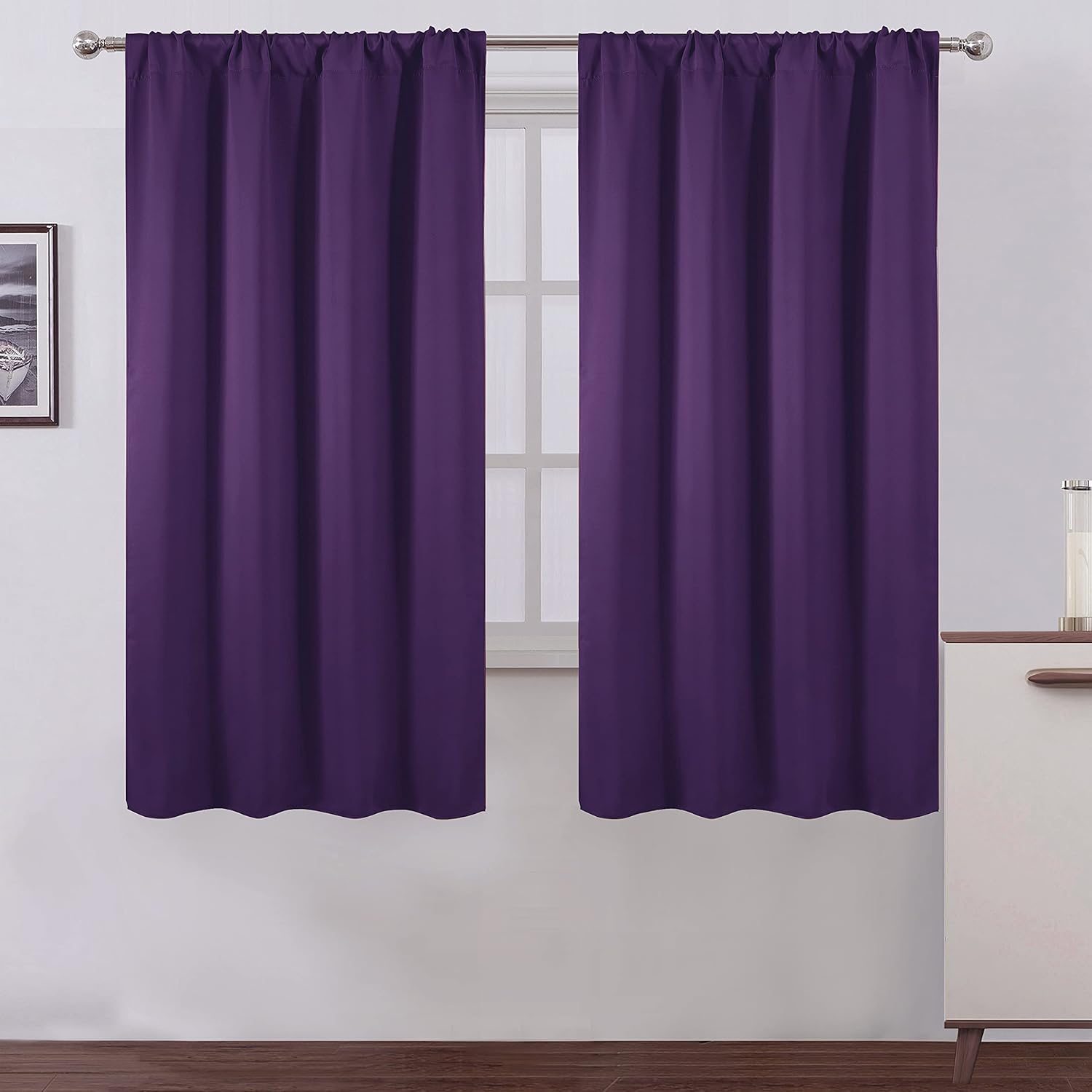 LEMOMO Purple Blackout Curtains/42 x 63 Inch/Set of 2 Panels Room Darkening Curt...