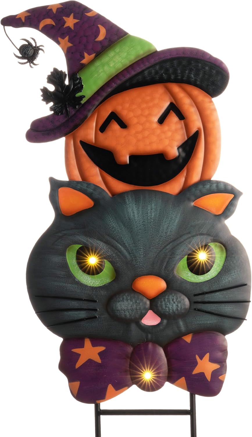 TERESA'S COLLECTIONS Pre-Lit Halloween Decorations Outdoor, Solar Garden Stake w...
