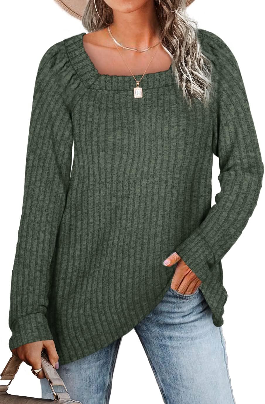 WIHOLL Womens Summer Tops, Special Casual V Neck Puff Sleeve Shirt, Innovative S...