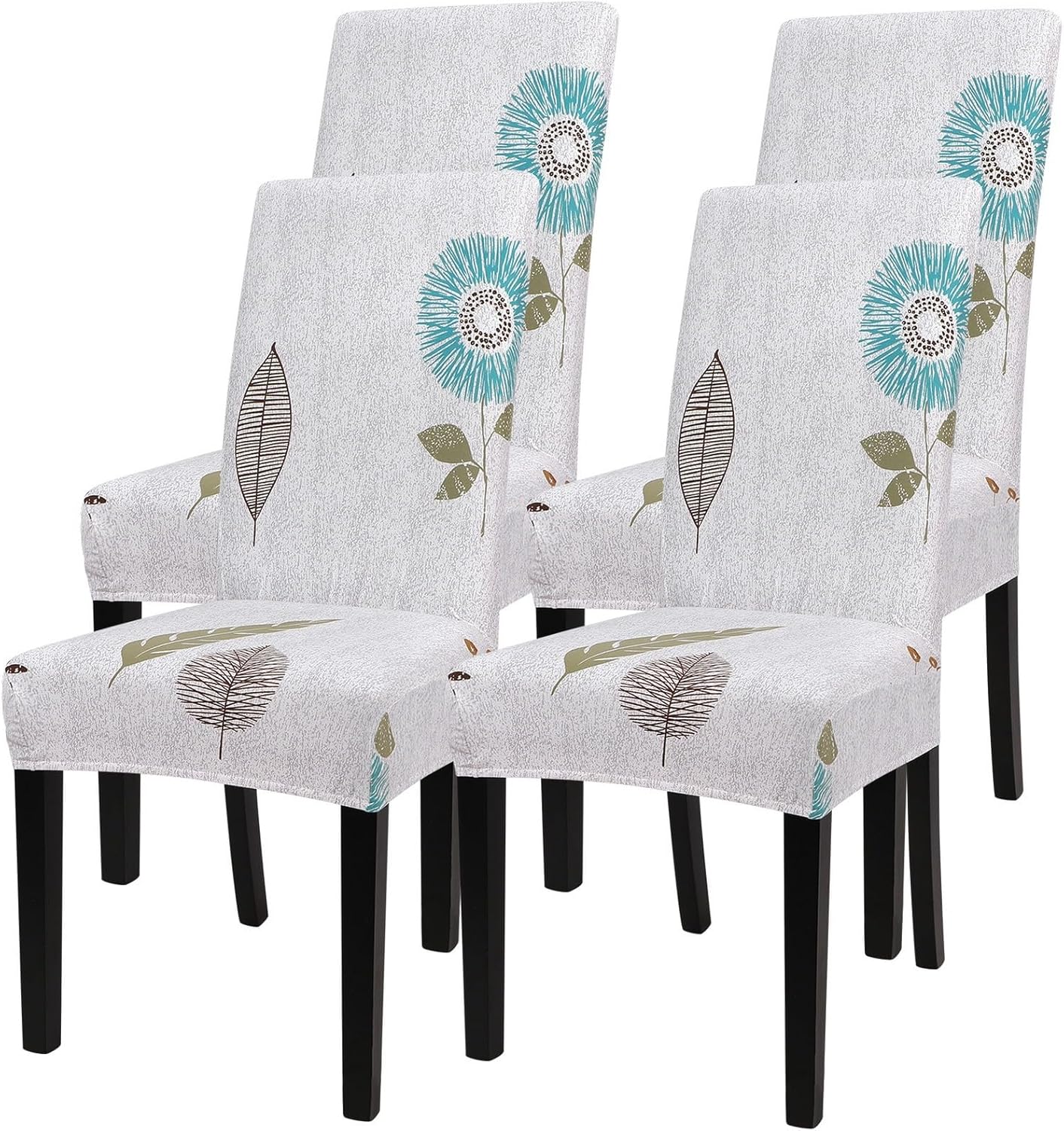 SearchI Printed Dining Room Chair Covers Set of 4, Stretch Kitchen Chair Covers...