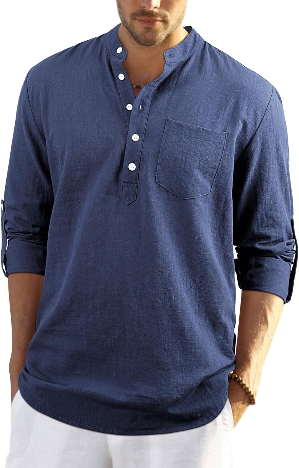Enlision Mens Casual Cotton Shirt Long Sleeve Button Down Summer Lightweight Hen...