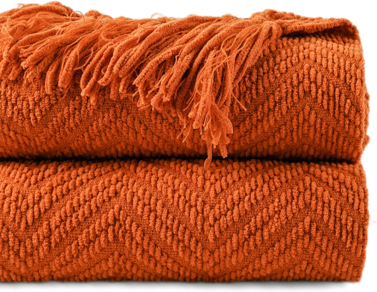 BATTILO HOME Burnt Orange Throw Blanket for Couch, Knit Fall Decor Blanket Versa...