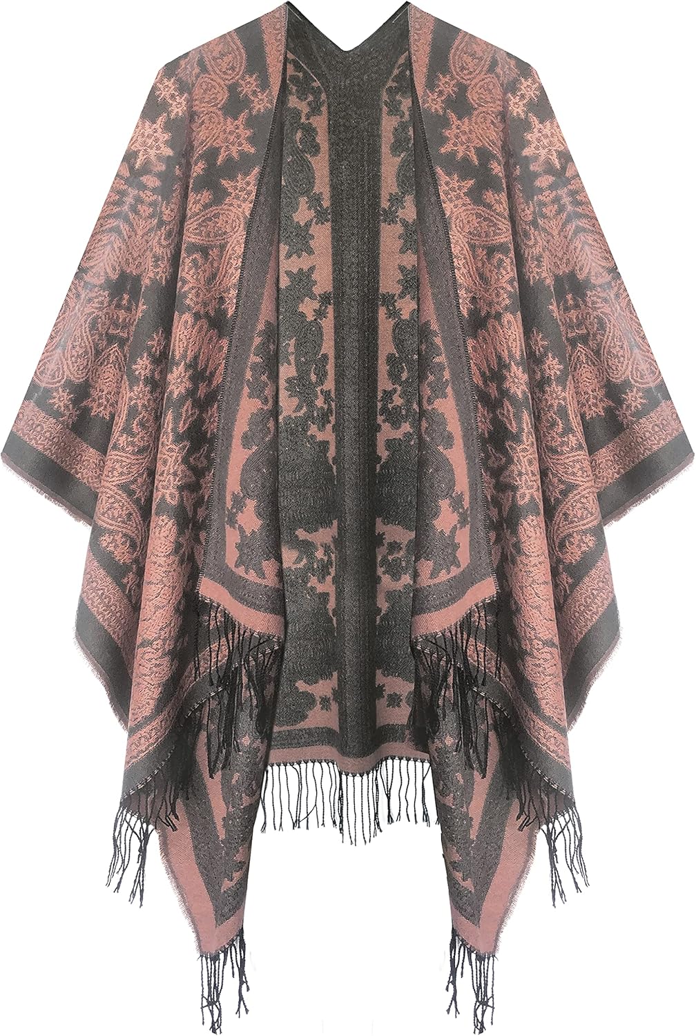 Urban CoCo Women's Cardigan, Special Printed Tassel Open front Poncho Cape, Styl...