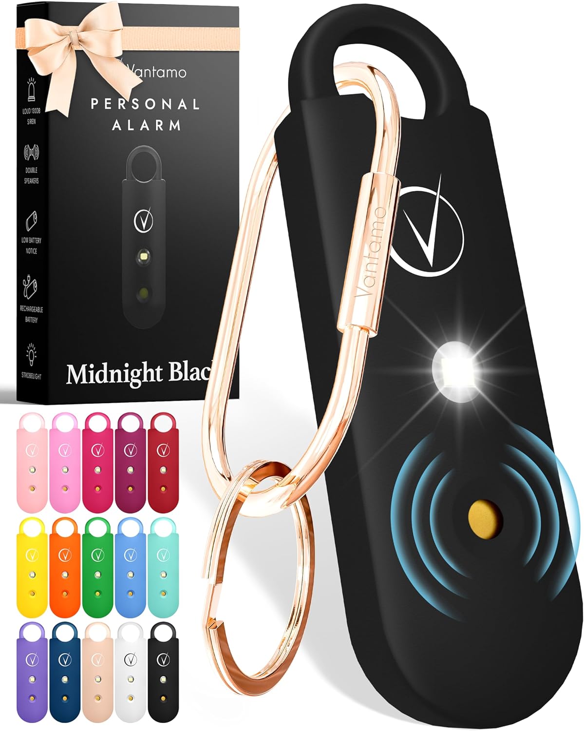 Vantamo Personal Alarm for Women - Extra Loud Double Speakers, First with Low Ba...