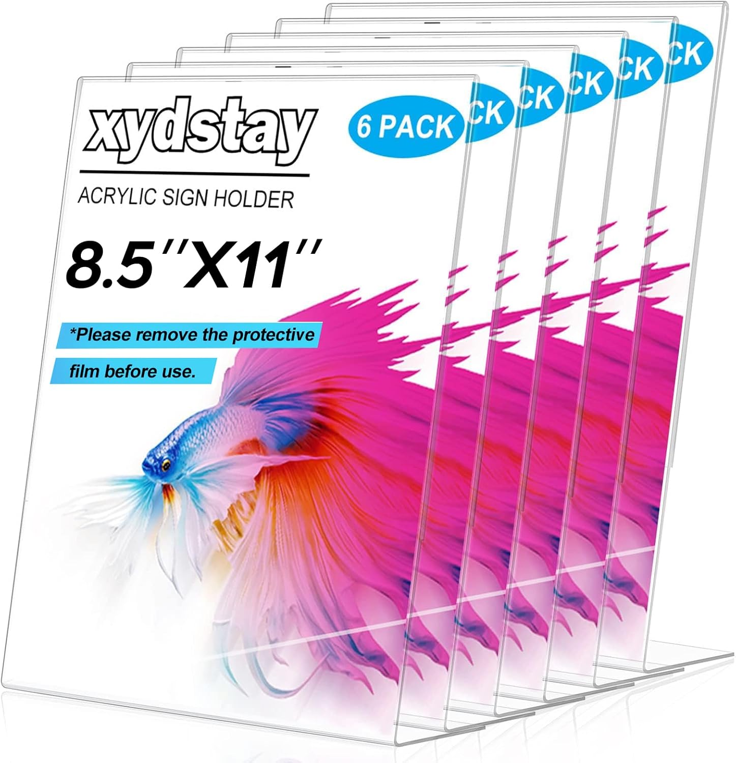 6pack 8.5x11 Acrylic, L Shape Clear Plastic, Menu Holder, Unbreakable Table sign...