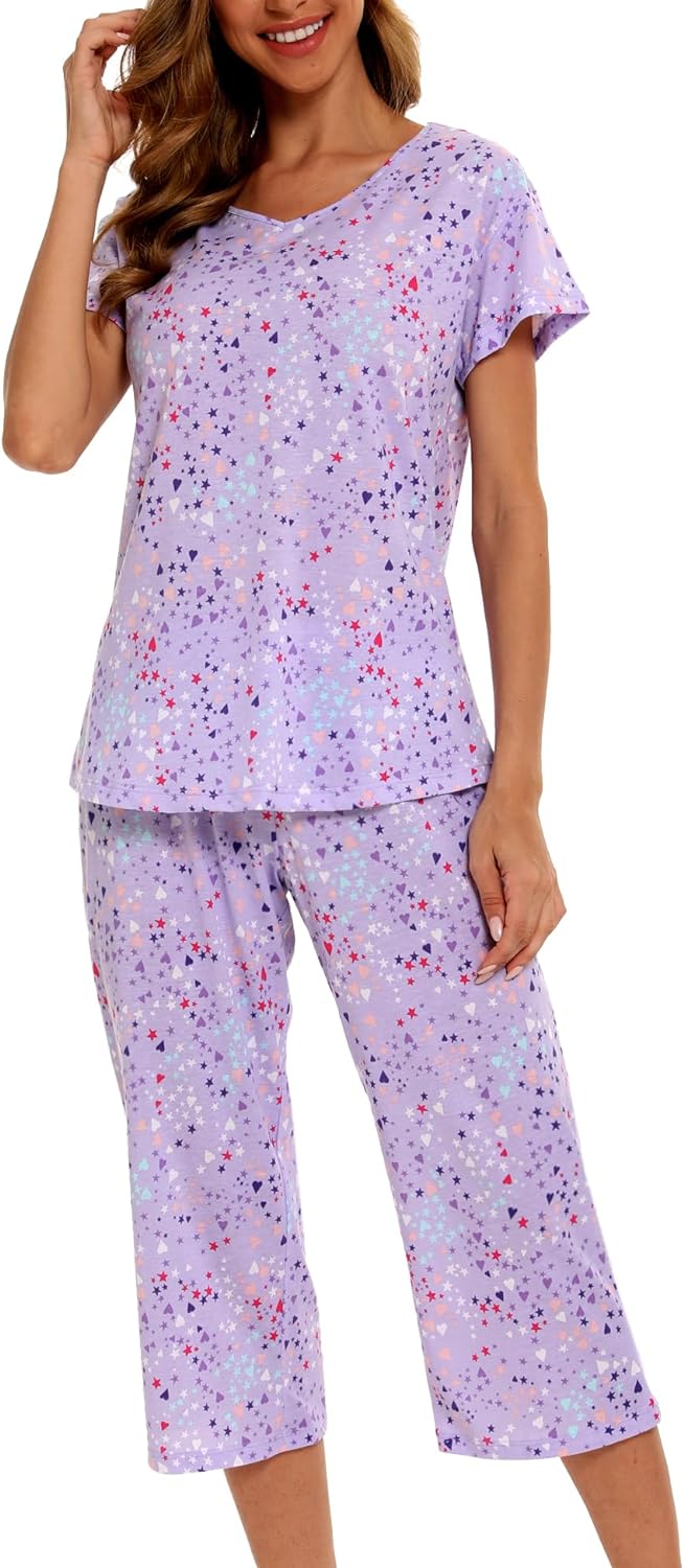 ENJOYNIGHT Women's Pajama Sets, Special Cotton Sleepwear with Cute Tops and Capr...
