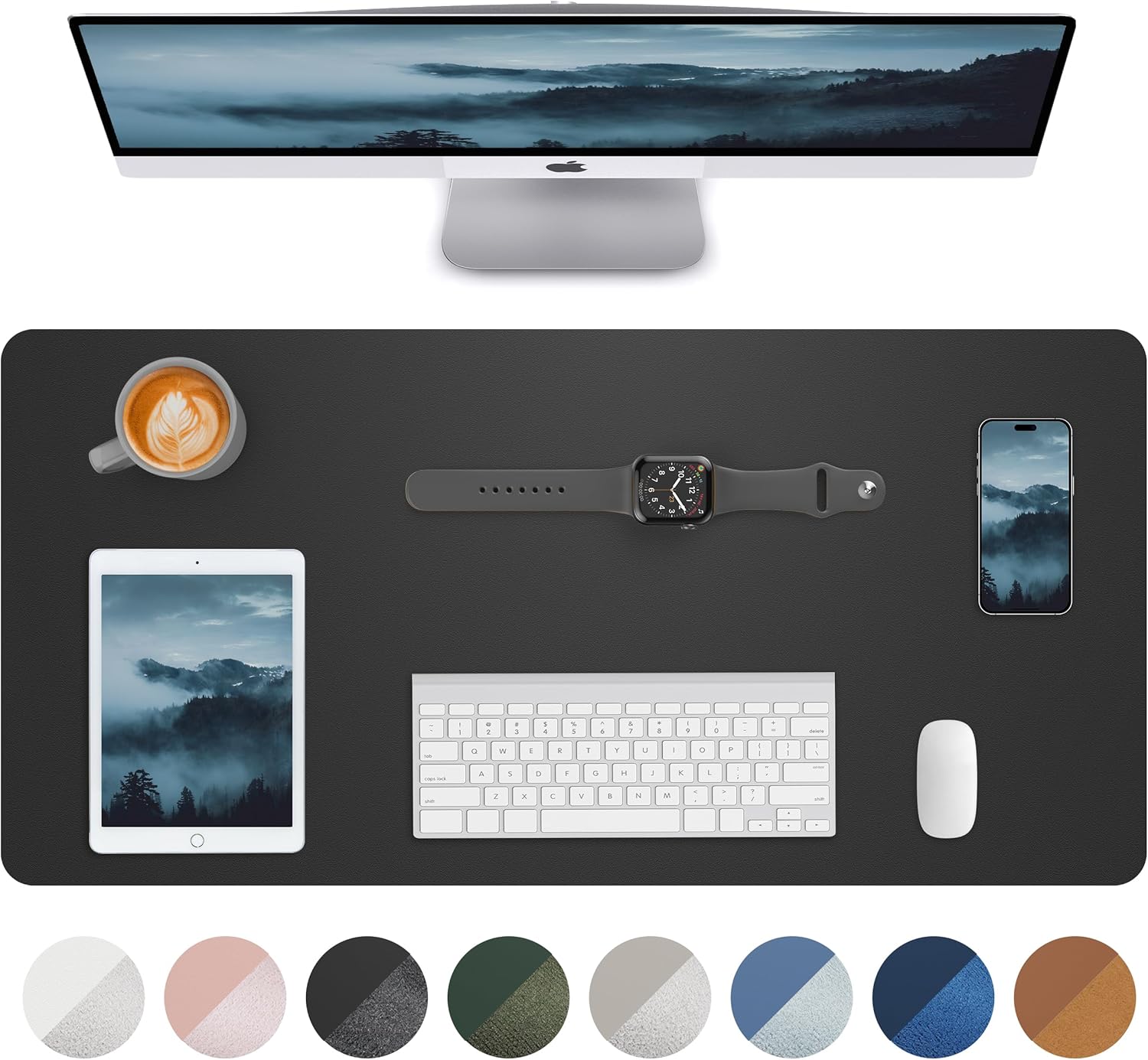 Leather Desk Pad Blotter,Mouse Pad,Office Desk Mat, Non-Slip PU Leather Desk mat...