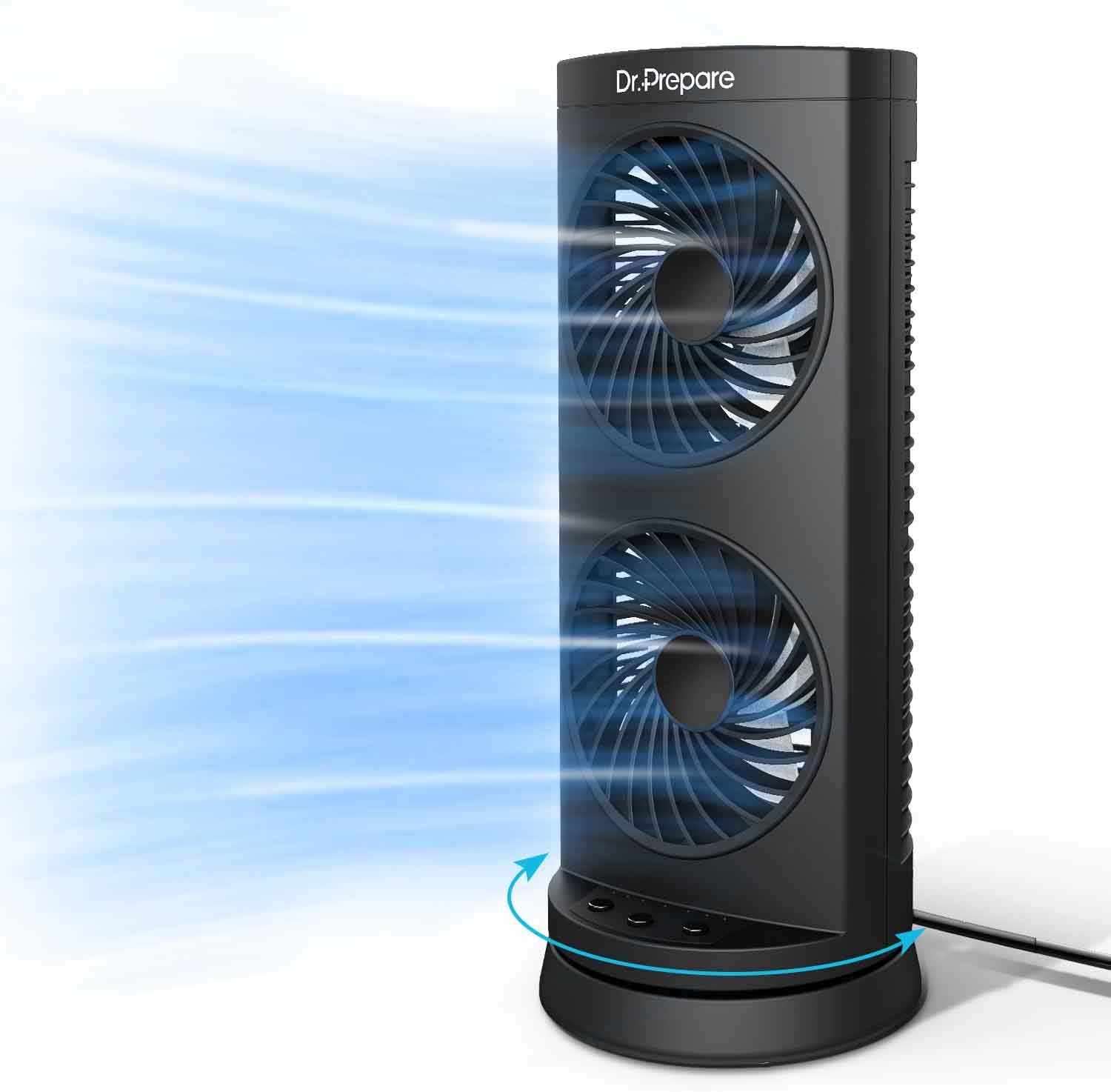 Dr. Prepare Tower Fan Oscillating Fan, Portable Desk Fan with 3-Speed Options, D...