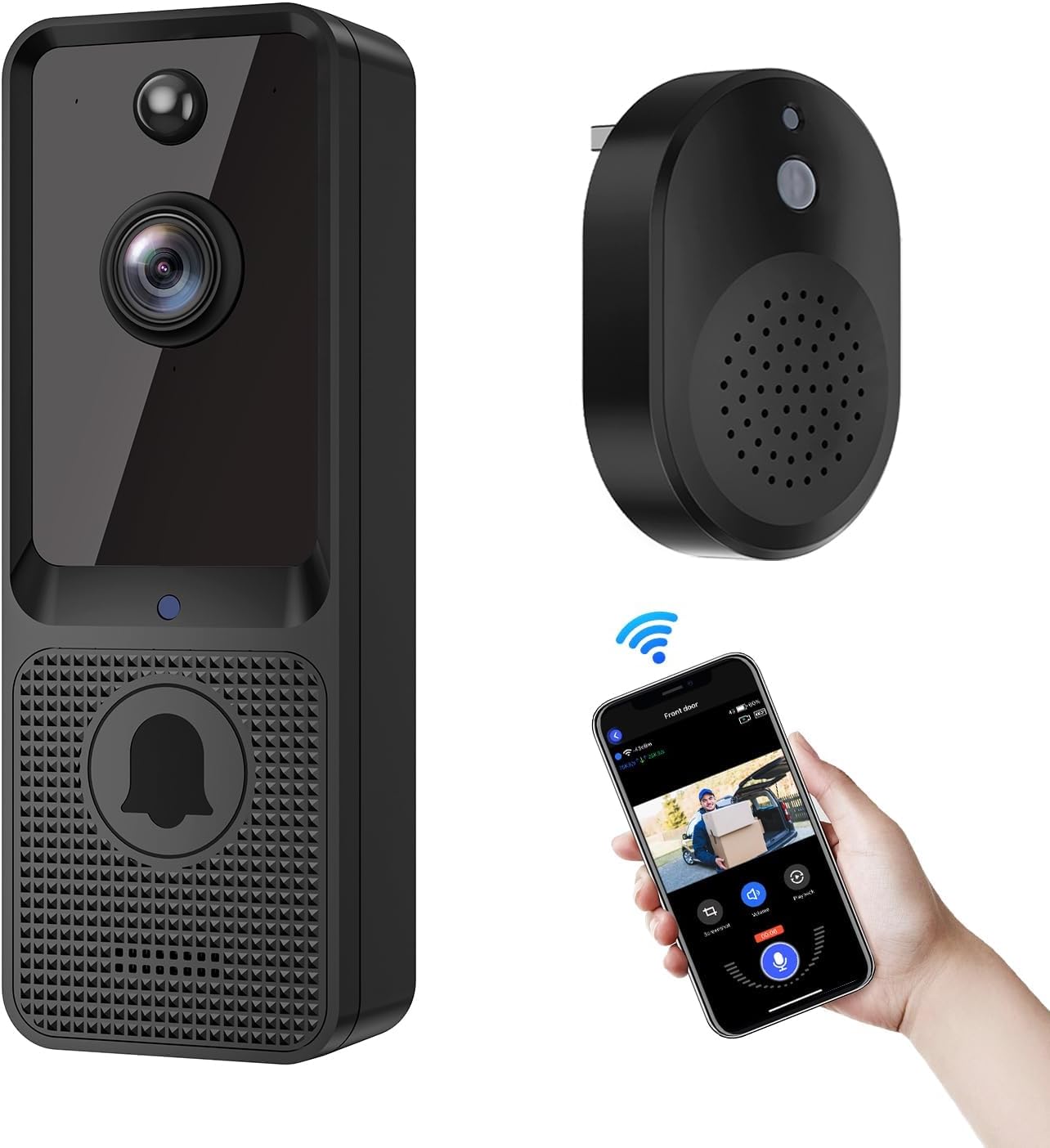 Wireless Doorbell Camera with Ring Chime, AI Human Detection, Live Image, Night...