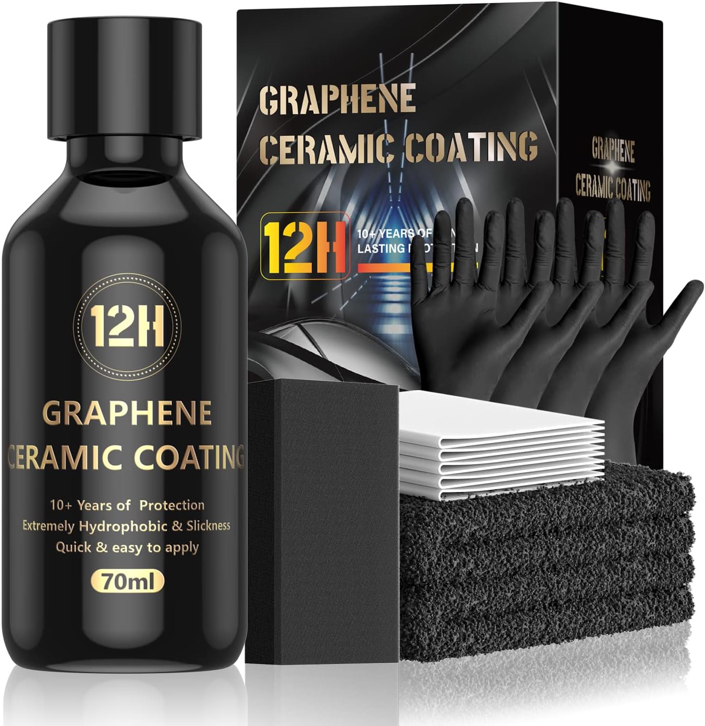Graphene Ceramic Coating for Cars (70ml) - 𝟏𝟐𝐇 𝐀𝐝𝐯𝐚𝐧𝐜𝐞𝐝 𝗚𝗿𝗮𝗽𝗵𝗲𝗻𝗲 Coating for Car...