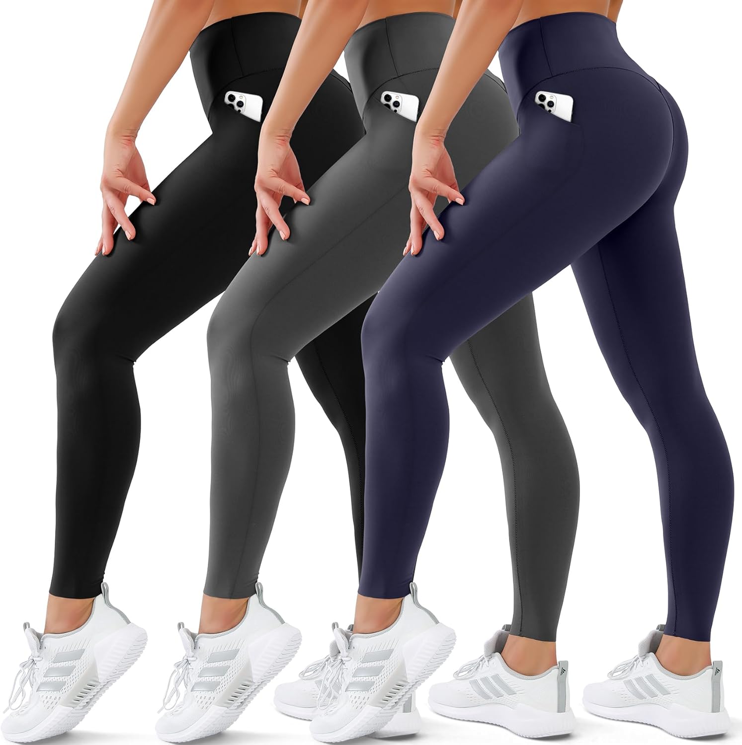 3 Pack Leggings for Women High Waisted No See-Through Tummy Control Soft Yoga Pa...