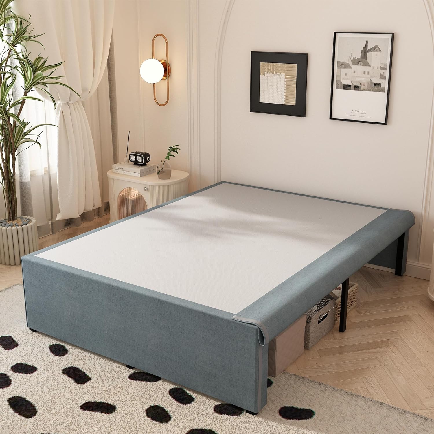 Queen Bed Frame with Fabric Cover 18 Inch, Heavy Duty Metal Bed Frame Queen Size...