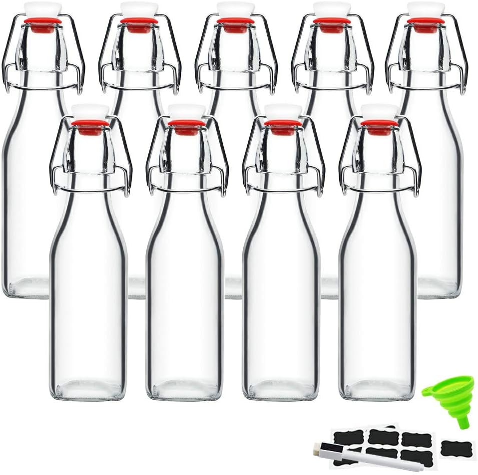 Swing Top Glass Bottles 8 oz with Airtight Lids fo...