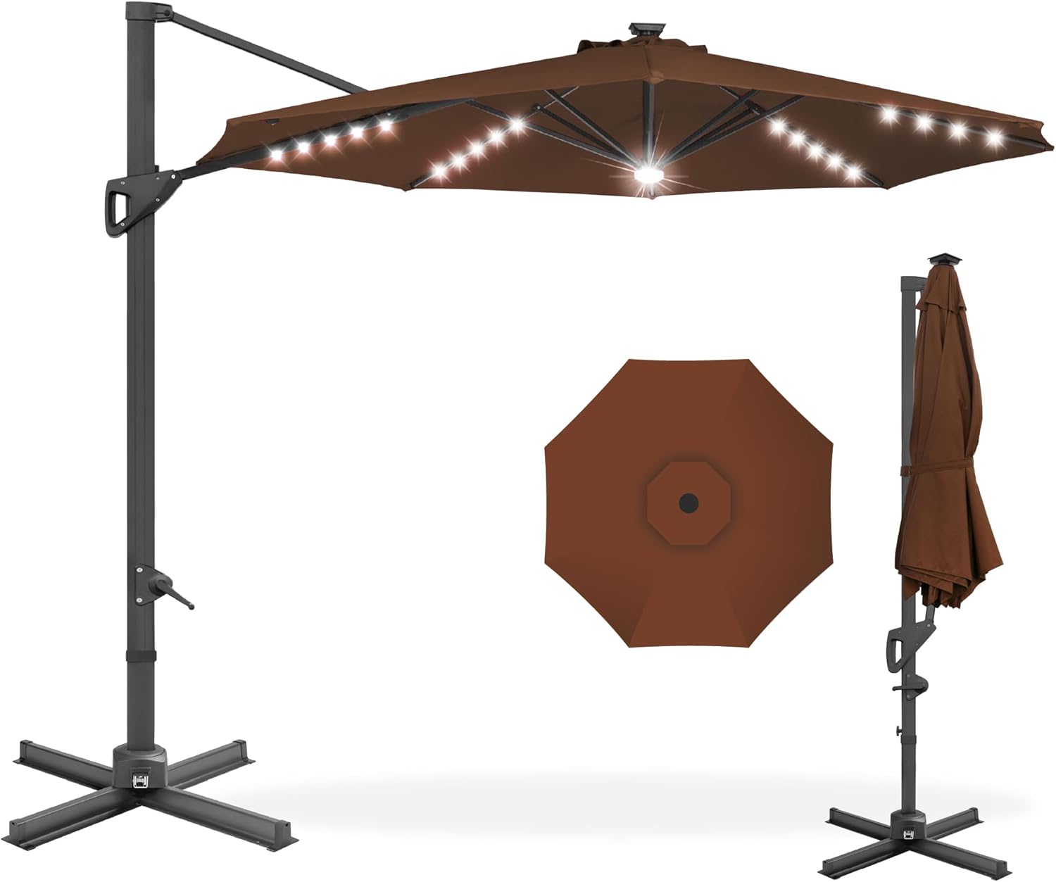 Choice Products Solar LED Cantilever Patio Umbrella, Perfect Outdoor Sun Shade w...