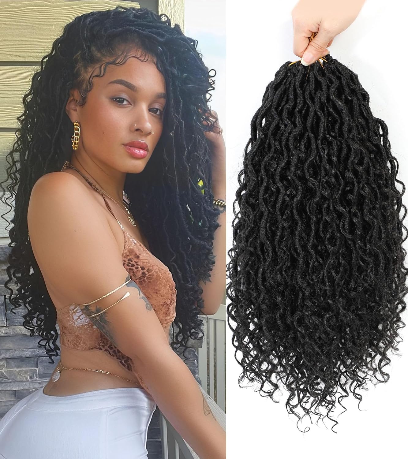 Goddess Locs Crochet Hair 14 Inch, 8 Packs Faux Lo...
