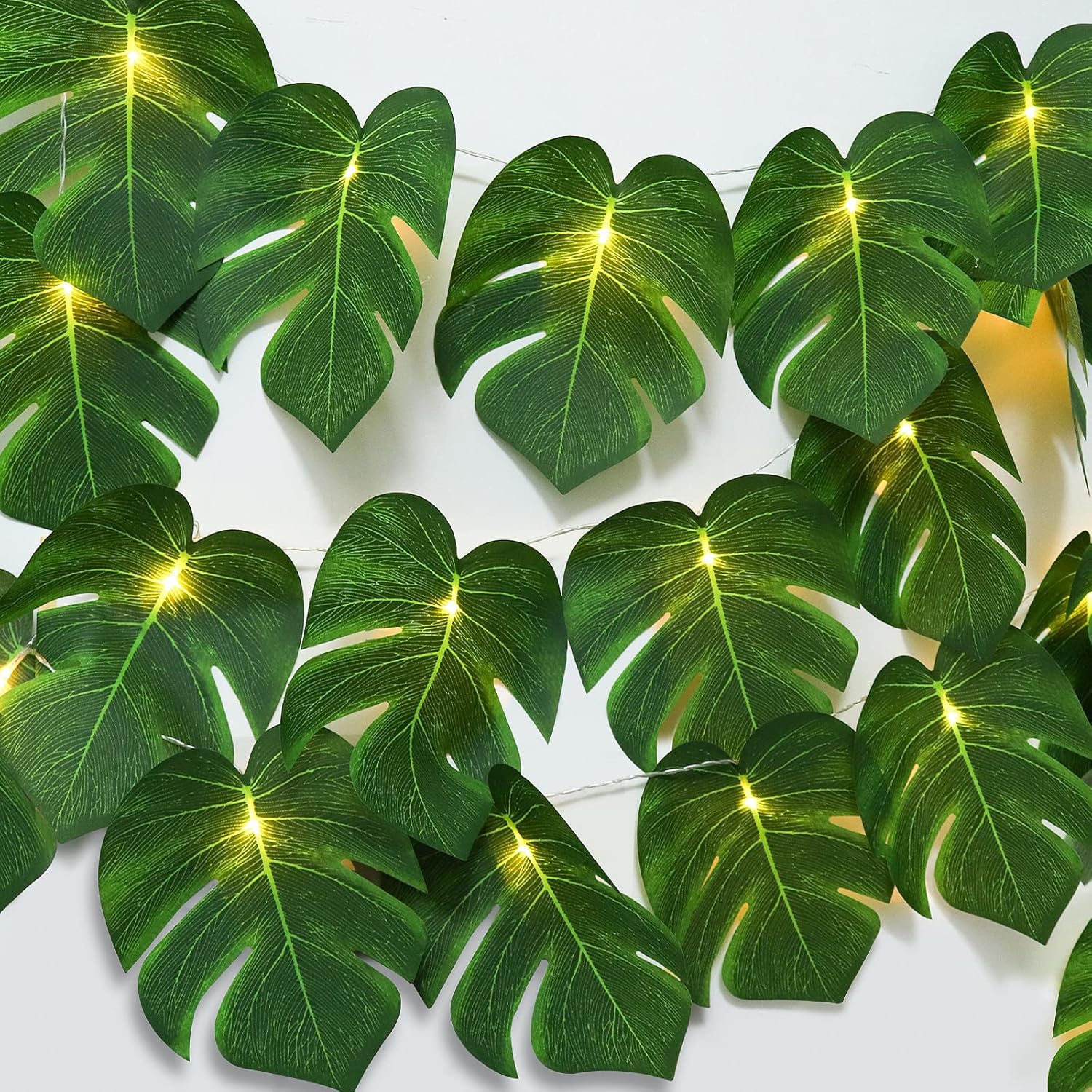 Artificial Tropical Palm Leaves String Lights, Special Large Size 20 LED Monster...