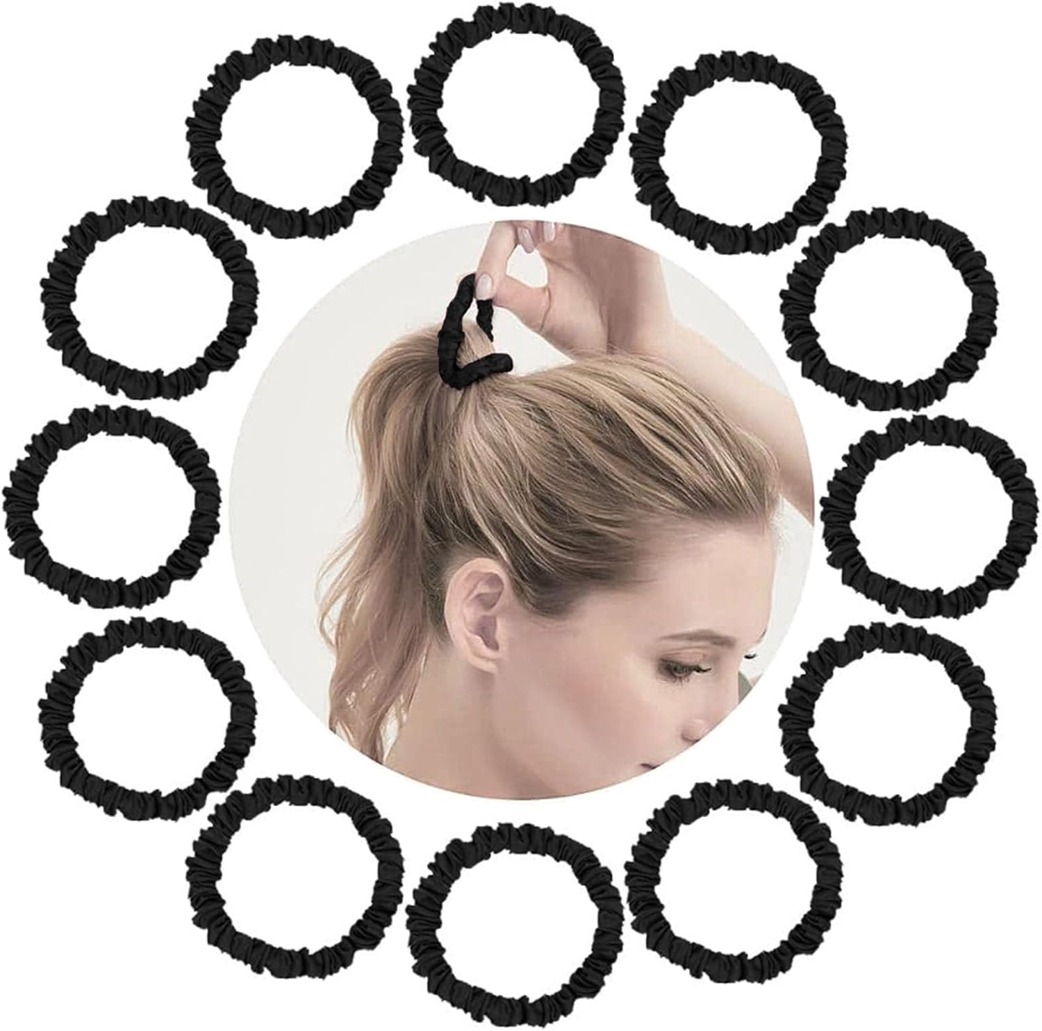 Hair Ties| Bands 12 Packs for Woman| Girls, Yomaido Skinny Silk Satin Hair Scrun...