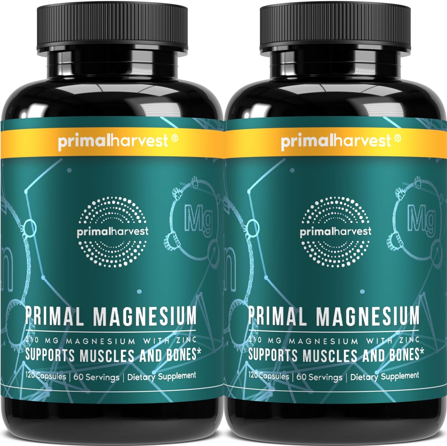 2 Pack, Magnesium Supplement Complex 310mg by Primal Harvest with Magnesium Glyc...