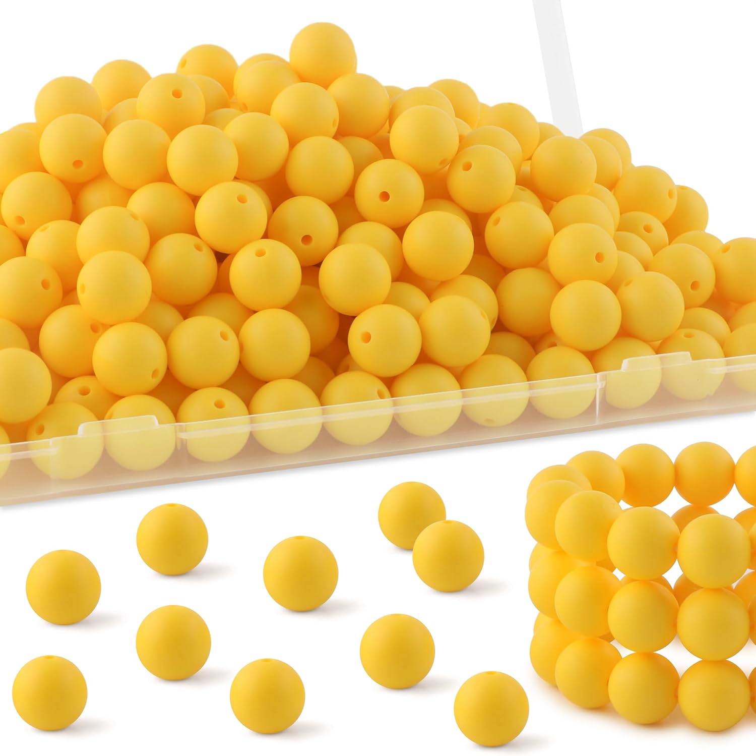 Silicone Beads, High-Quality 150Pcs 15mm Silicone Beads for Keychain Making, Uni...