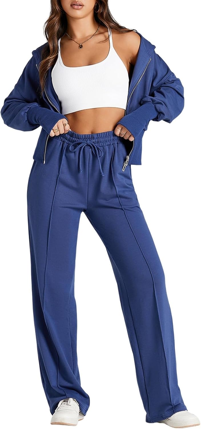 Herseas Womens 2 Piece Casual Outfit Workout Hoodie Sweatsuits with Sweatpant Tr...
